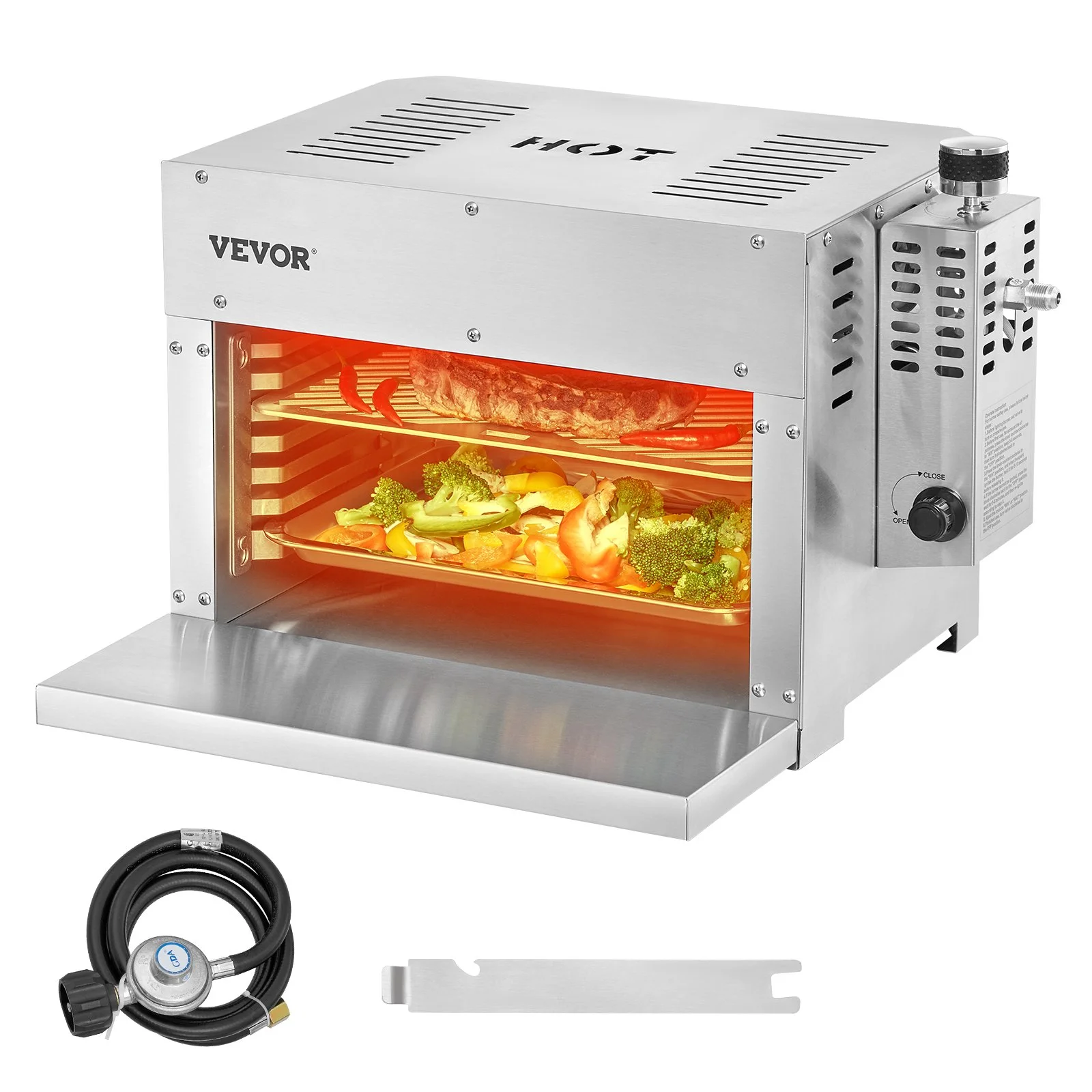 Propane Steak Grill, Portable Infrared Broiler, 1500°F Stainless Steel Barbecue Infrared Grill with 6-Tier Adjustable Rack, Steak Cooker Machine for BBQ, Toast, Grill, Outdoor Picnic