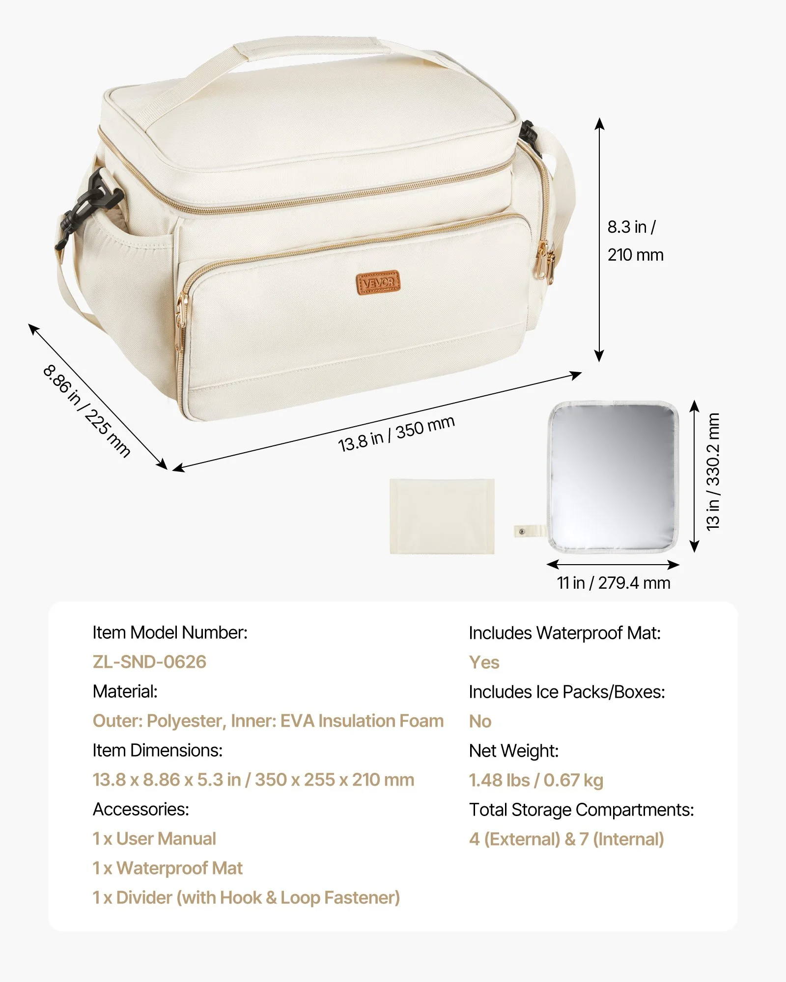 Breast Pump Bag, Breast Feeding Bag with Waterproof Mat, Fits for S1/S2, Pumping Accessories & Breastmilk Storage, Portable Pump Carrying Case for Work, Travel and Family Use, Beige - Image 10