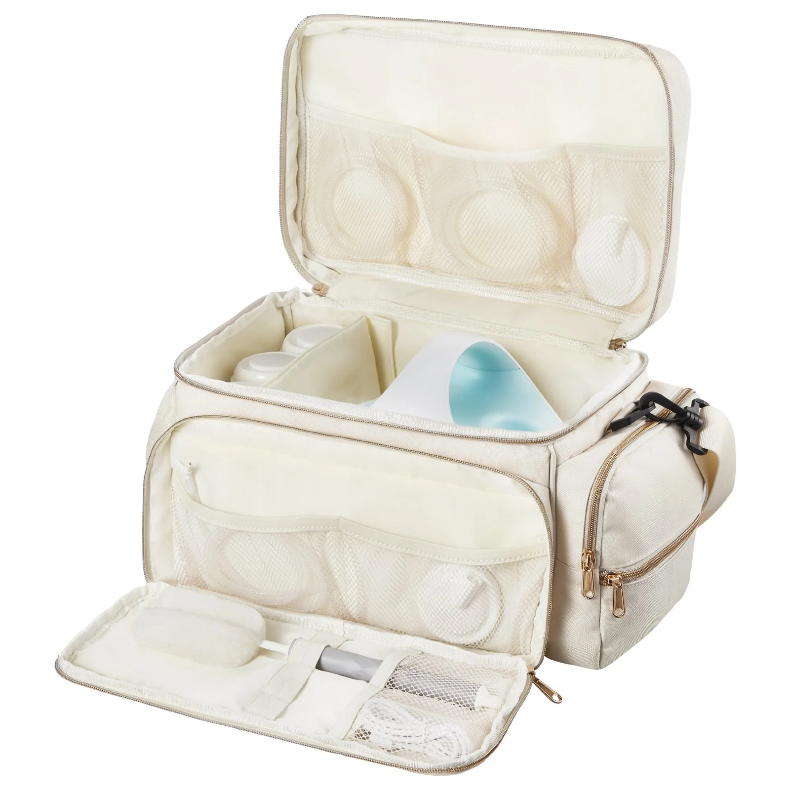 Breast Pump Bag, Breast Feeding Bag with Waterproof Mat, Fits for S1/S2, Pumping Accessories & Breastmilk Storage, Portable Pump Carrying Case for Work, Travel and Family Use, Beige - Image 4