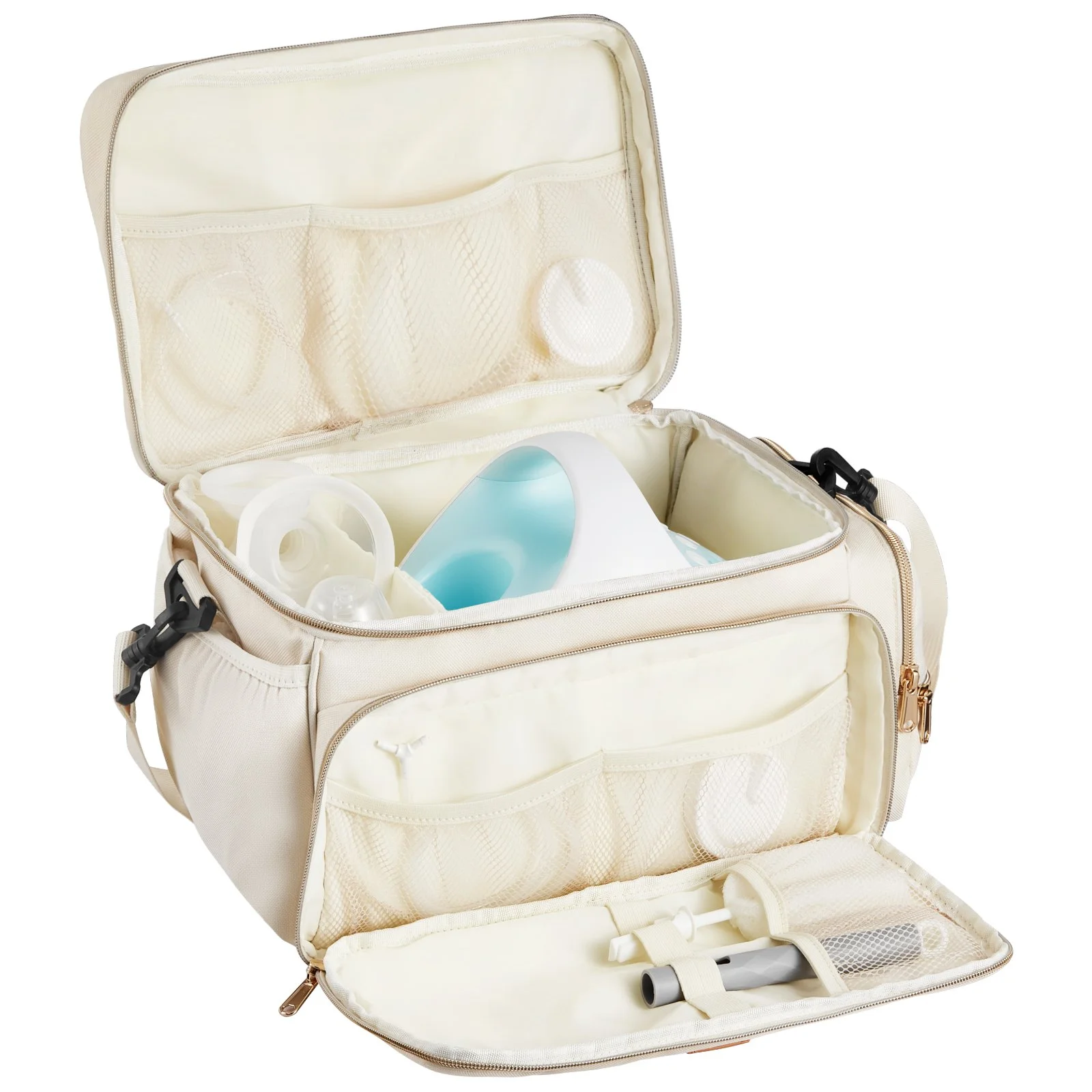 Breast Pump Bag, Breast Feeding Bag with Waterproof Mat, Fits for S1/S2, Pumping Accessories & Breastmilk Storage, Portable Pump Carrying Case for Work, Travel and Family Use, Beige - Image 7
