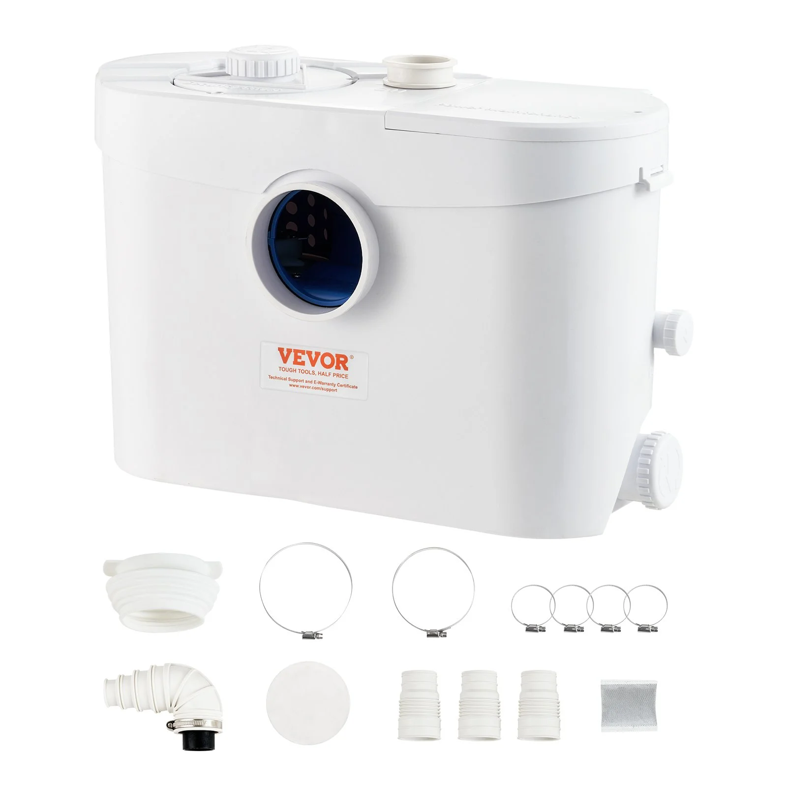 Macerator Pump, 700W, 9600 L/h Flow, 32.8 ft/10 m Head, Macerator Sewerage Sump Pump with 3 Water Inlets for Toilet, Basement, Kitchen, Sink, Shower, Bathtub Waste Water Disposal Upflush Machine