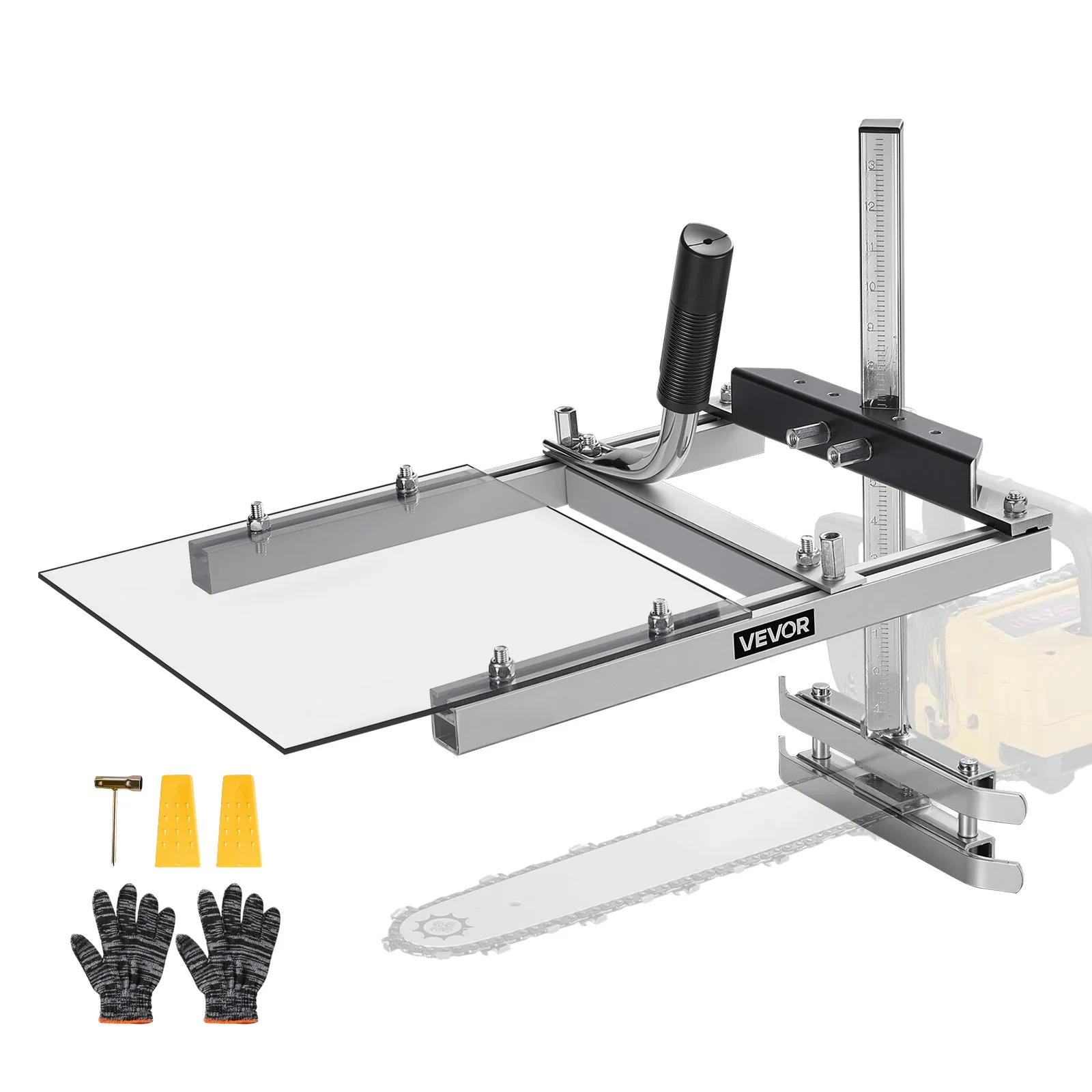 Chainsaw Mill, Portable Sawmill Fits 16-20 in Planking Milling Bar, Lumber Cross Cutting Guide Chain Saw with Shield, 0.2-11.81 in Cutting Thickness, Timber Chainsaw Mill Kit for Woodworkers
