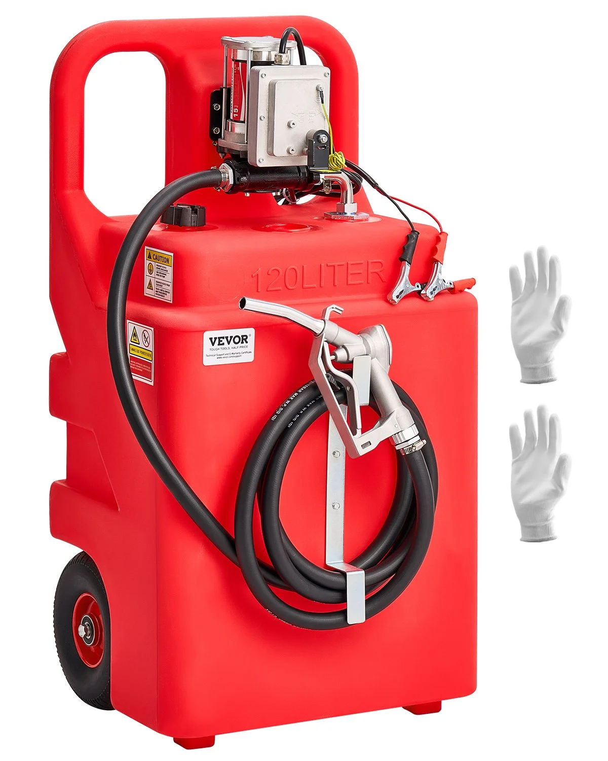 Fuel Caddy, 32 Gallon, Portable Fuel Tank with 12V DC 15 GPM Electric Fuel Transfer Pump, 13 ft Delivery Hose & Aluminum Alloy Manual Nozzle, Gas Caddy for Motorboats, ATVs, Diesel & Gasoline