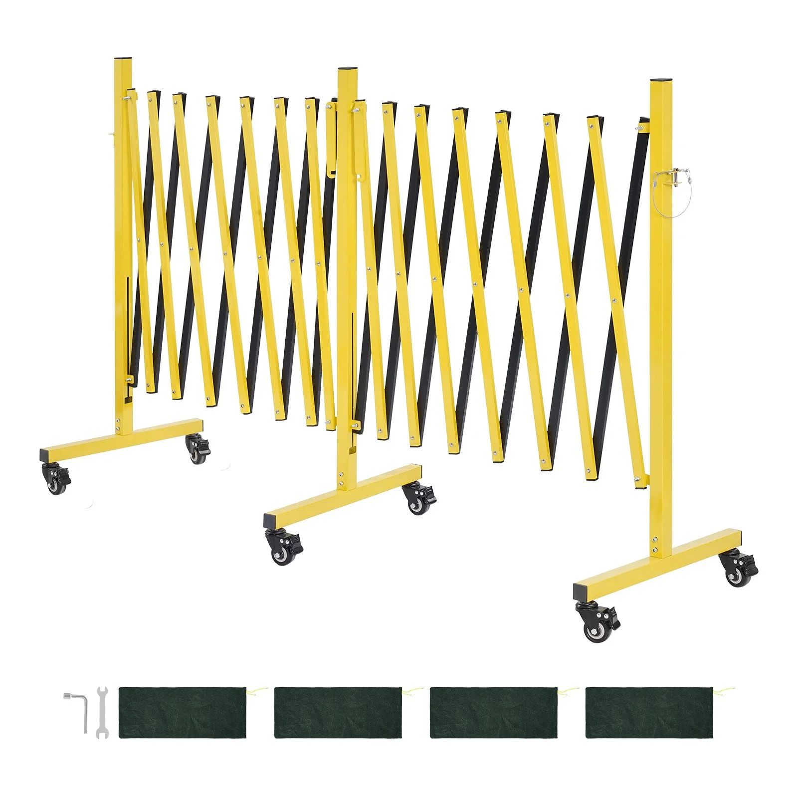 Double Expandable Barricades, 25FT Industrial Safety Barriers, Flexible Mobile Barricade with Locking Casters, Portable Folding Security Gate Metal Traffic Fence for Driveway Warehouse Elevator - Image 5