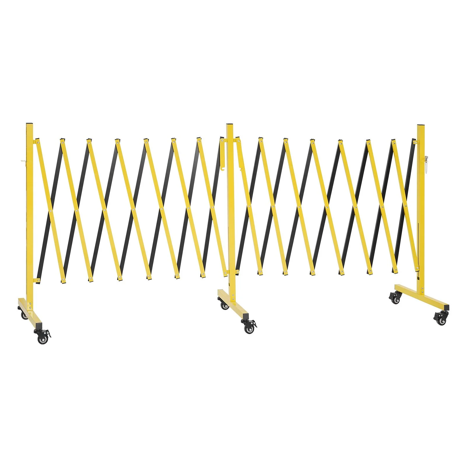 Double Expandable Barricades, 25FT Industrial Safety Barriers, Flexible Mobile Barricade with Locking Casters, Portable Folding Security Gate Metal Traffic Fence for Driveway Warehouse Elevator - Image 7