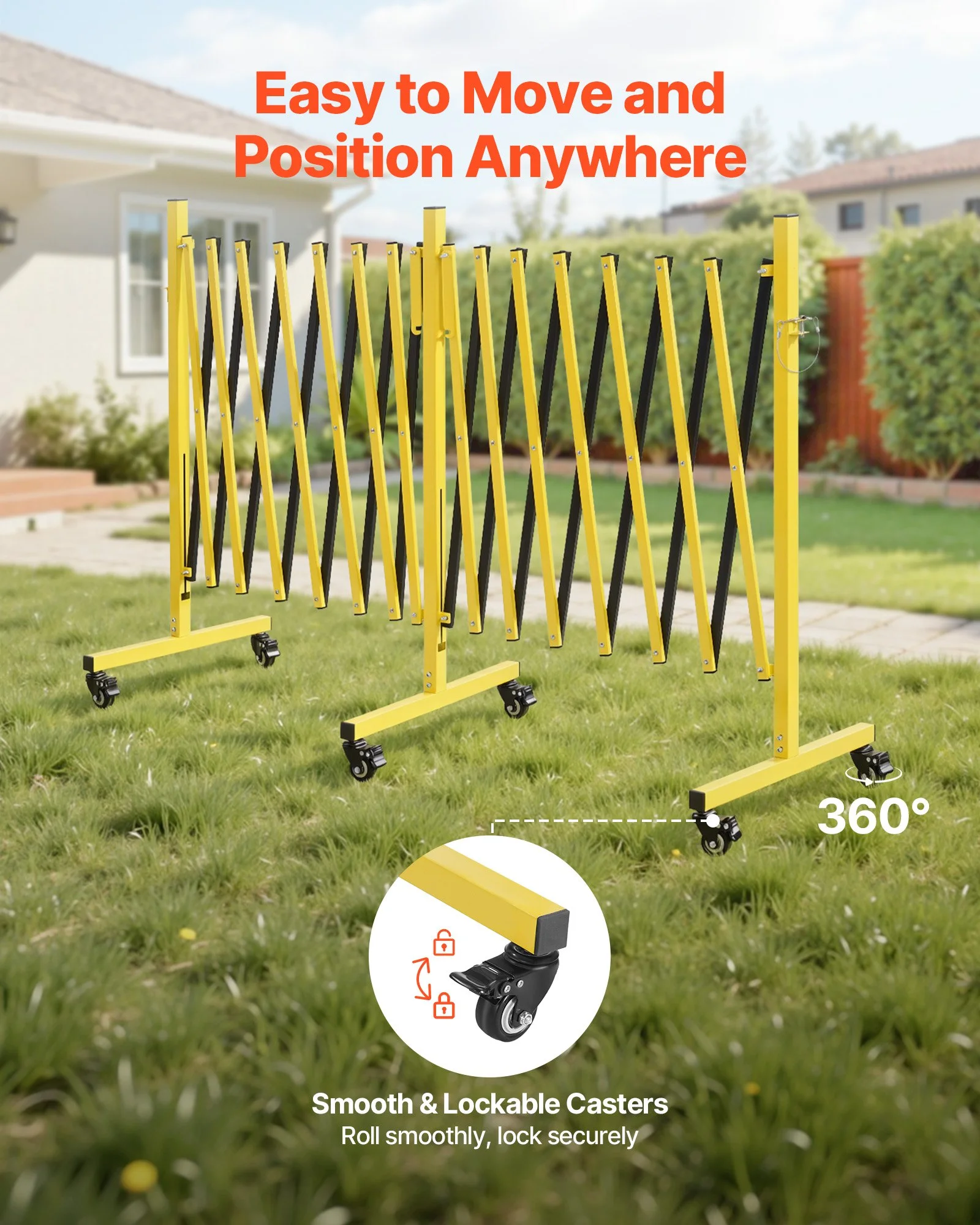 Double Expandable Barricades, 25FT Industrial Safety Barriers, Flexible Mobile Barricade with Locking Casters, Portable Folding Security Gate Metal Traffic Fence for Driveway Warehouse Elevator - Image 10