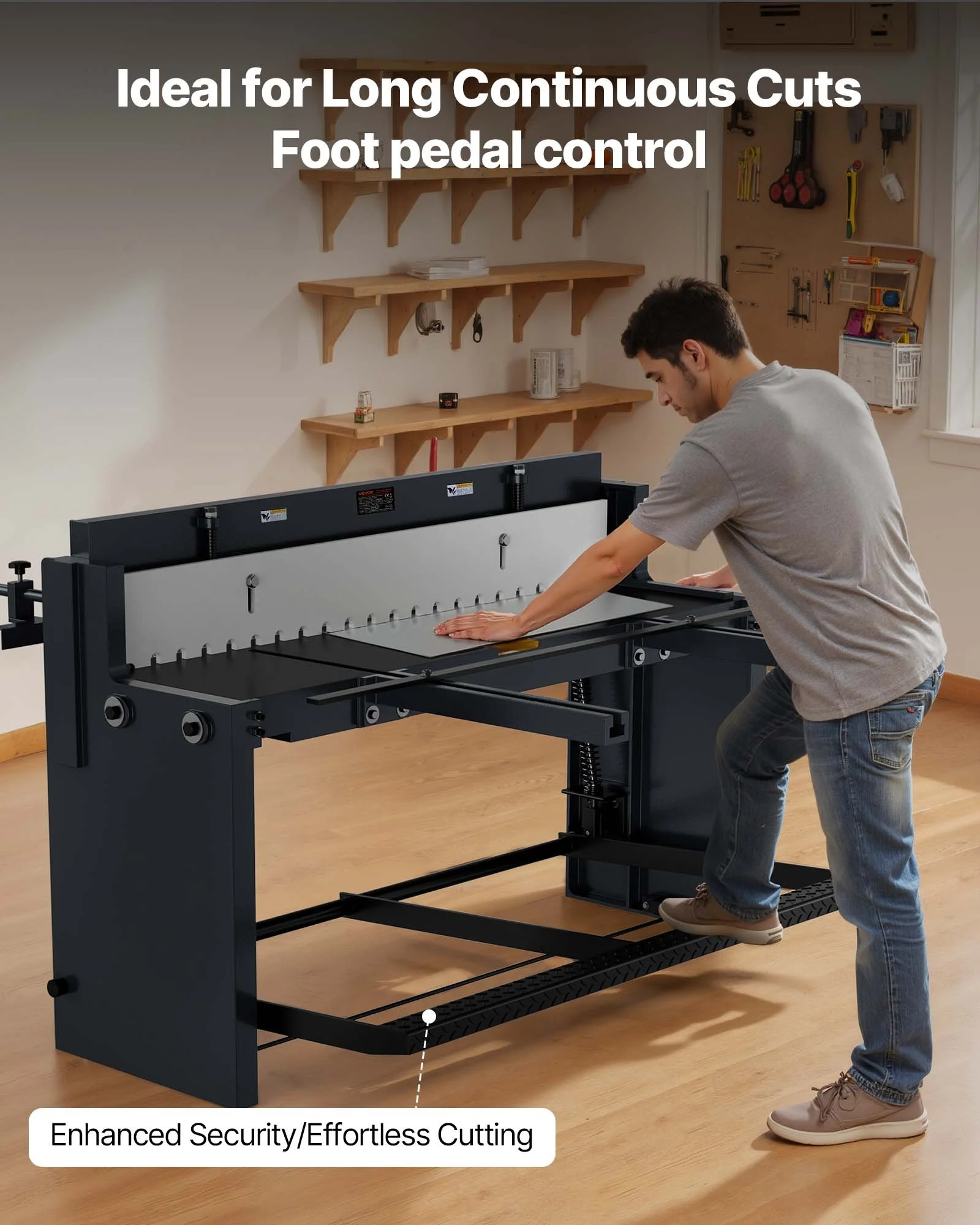 Foot Stomp Sheet Metal Shear, 52 in Width Manual Floor Shear, with Soild Steel Frame, Adjustable Blade Gap, Material Stops, Foot-Pedal Control for Cutting Steel, Copper, Rebar, and Aluminum - Image 5
