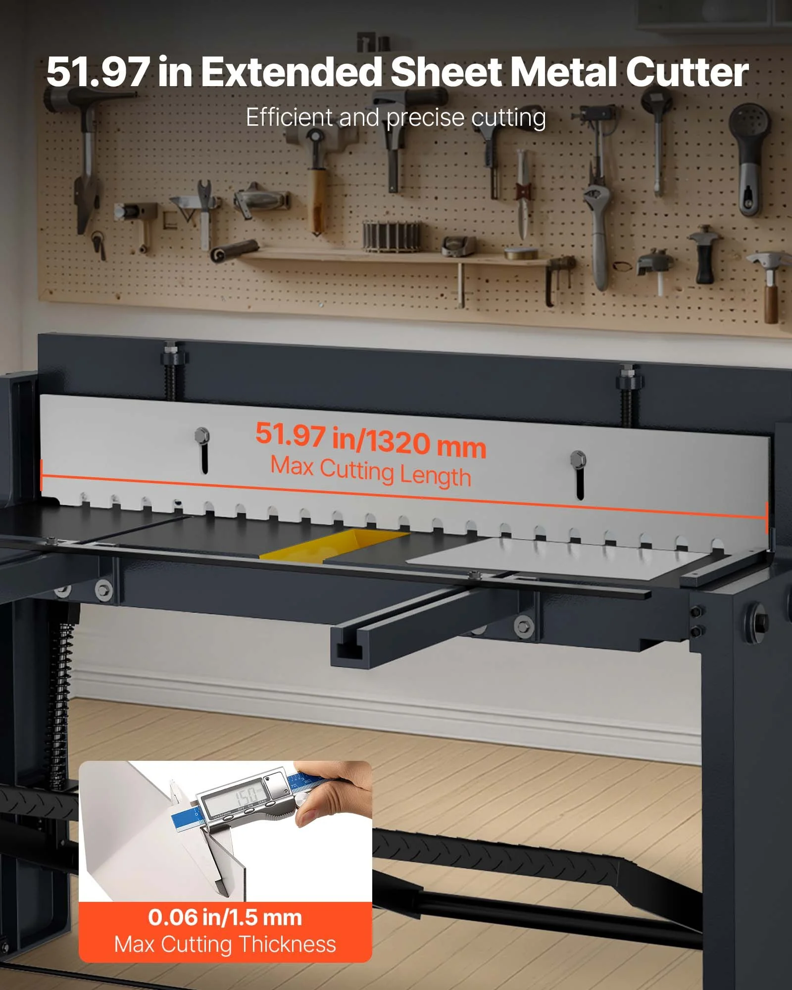 Foot Stomp Sheet Metal Shear, 52 in Width Manual Floor Shear, with Soild Steel Frame, Adjustable Blade Gap, Material Stops, Foot-Pedal Control for Cutting Steel, Copper, Rebar, and Aluminum - Image 11