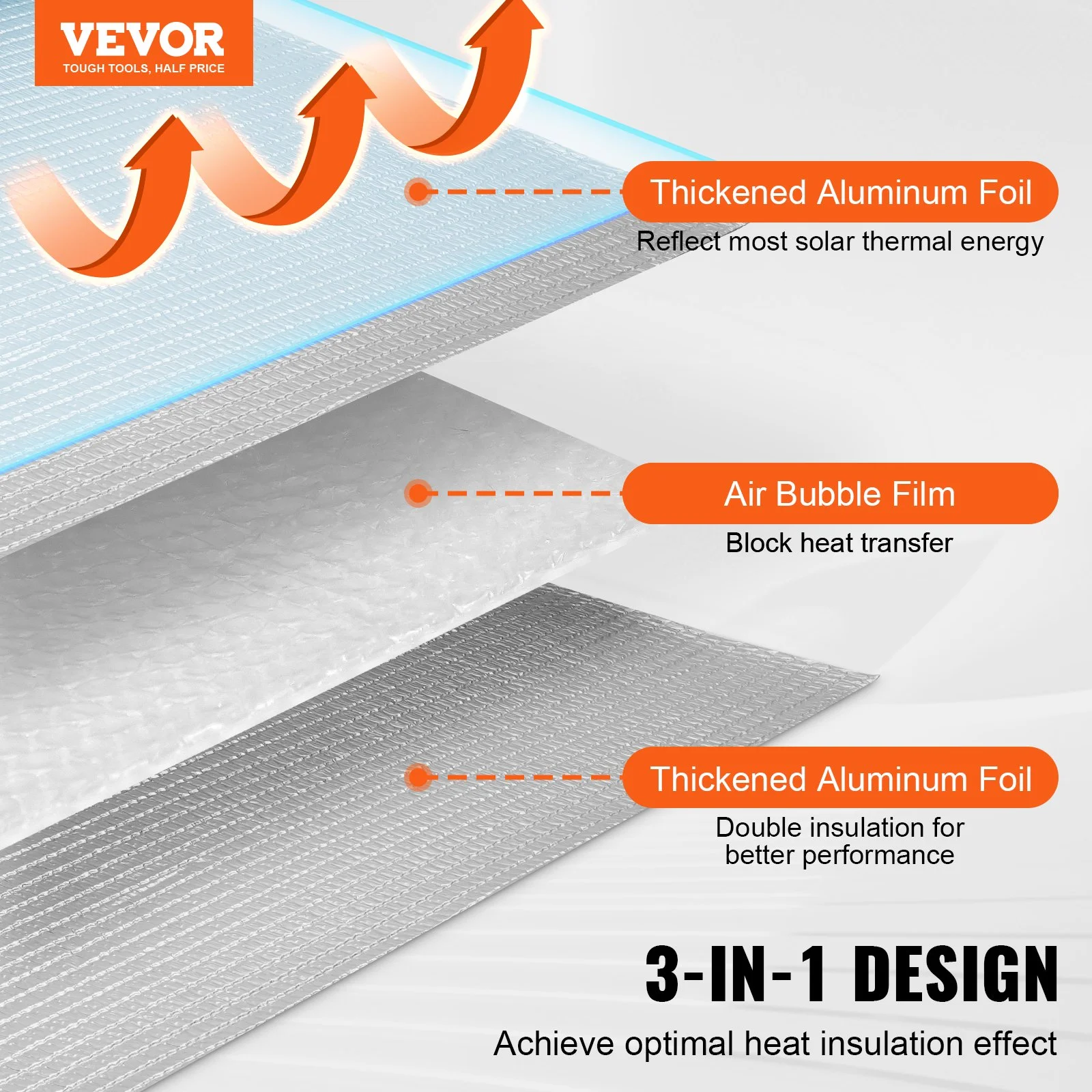 Double Reflective Insulation Roll, Air Bubble Film Radiant Barrier, 3.2 mm 48 in x 10 ft, Double-Sided Aluminum Foil Bubble Heat Reflective Shield, Thermal Insulation Roll for Window RV Roof - Image 7