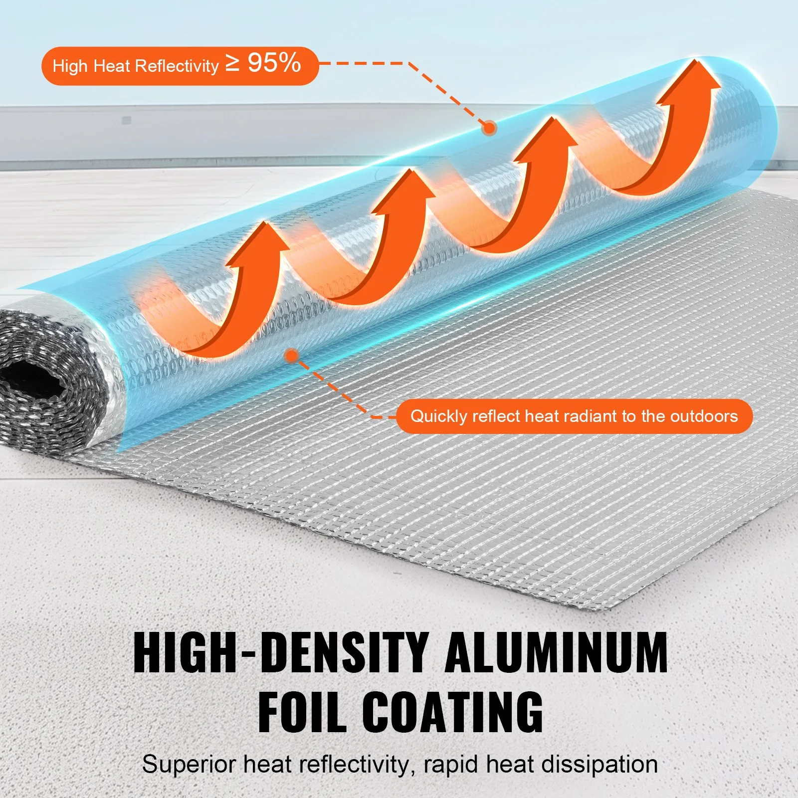 Double Reflective Insulation Roll, Air Bubble Film Radiant Barrier, 3.2 mm 48 in x 10 ft, Double-Sided Aluminum Foil Bubble Heat Reflective Shield, Thermal Insulation Roll for Window RV Roof - Image 8