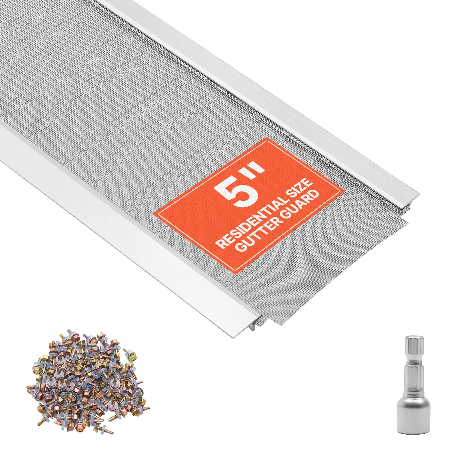Gutter Guard, 5 in Aluminum Gutter Cover with Stainless Steel Micro Mesh, Heavy-Duty 48ft Length, 0.04in Thick, Leaf Guard for Debris and Pine Needles, Easy DIY Install, Screws Included, 12 PCS