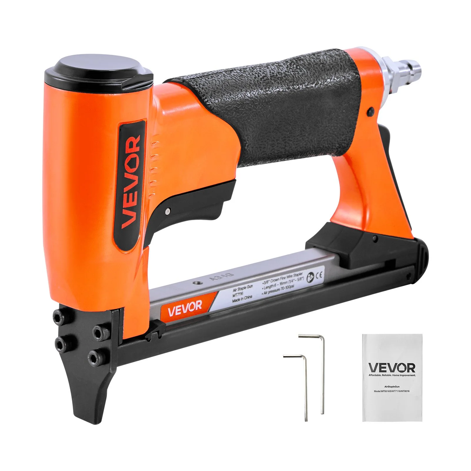 Pneumatic Staple Gun, 22 Gauge Air Upholstery Stapler for 71 Series Fine Wire Staples 3/8" Crown 1/4"-5/8" Length, Max 180PCS Loading Air Staple Gun for Upholstering, Woodworking, DIY Projects