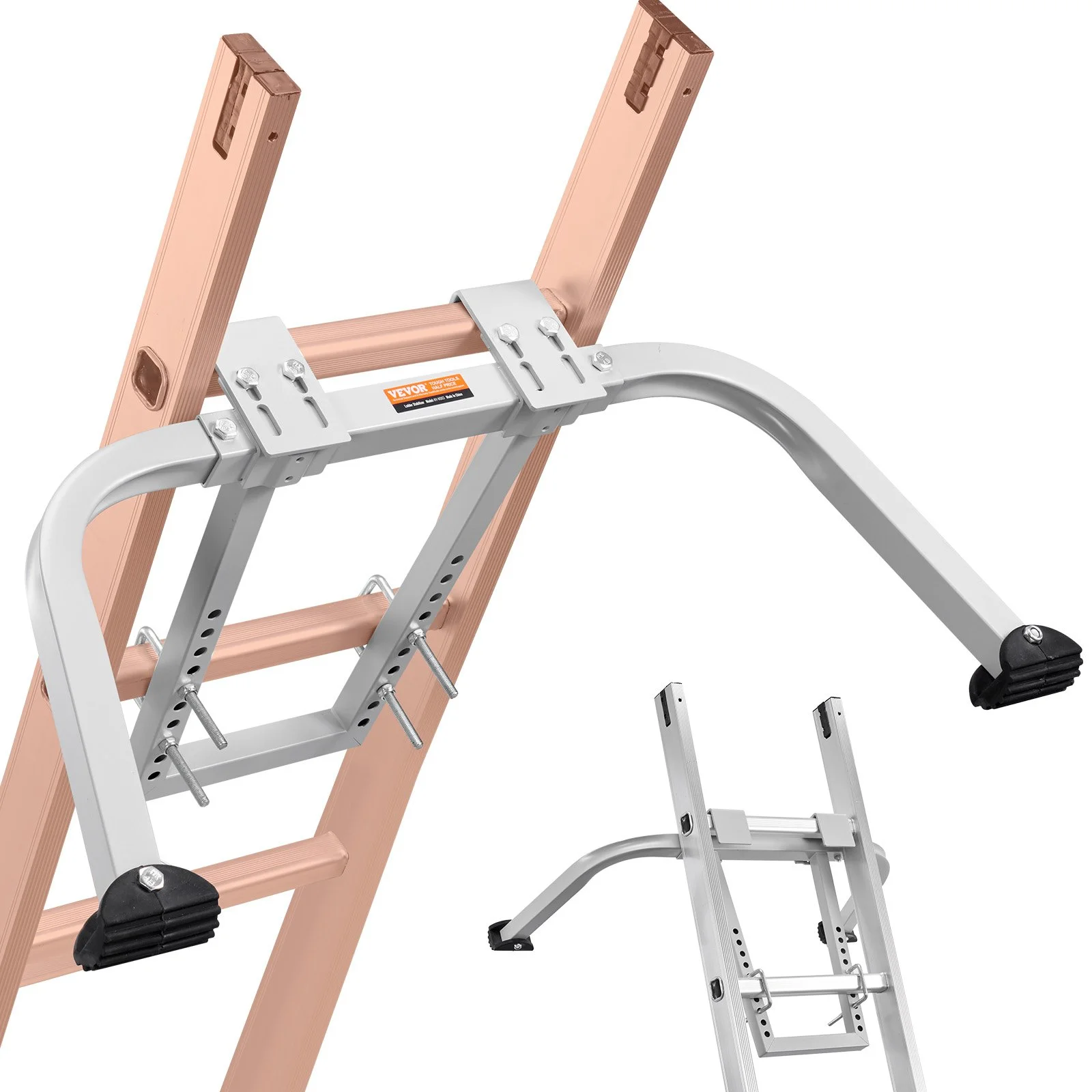 Ladder Stabilizer, Heavy Duty Steel Ladder Roof Hook, Ladder Stabilizer with Wing Span/Wall Extension Accessory, Stable Ladder Standoff Arms for Roof Gutter with Anti-Slip Rubber Feet