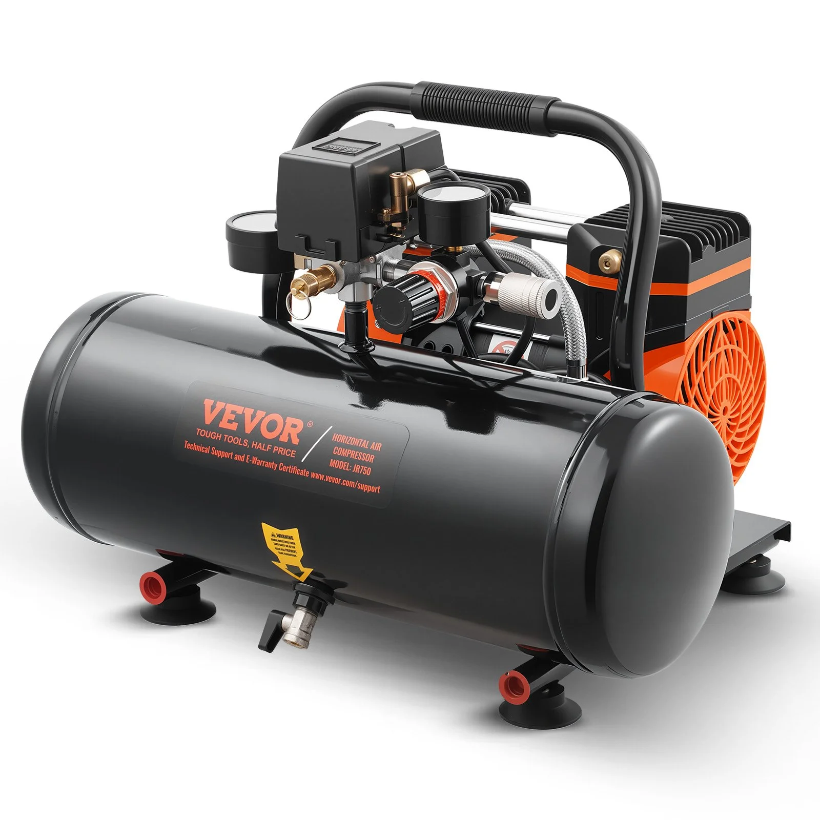 Air Compressor, 2 Gallon Steel Tank, 1HP 2.1 CFM 8bar Oil Free Air Compressor & Max. 120PSI Pressure, 81dB Ultra Quiet Portable Compressor, for Auto Repair, Tire Inflation, Spray Painting