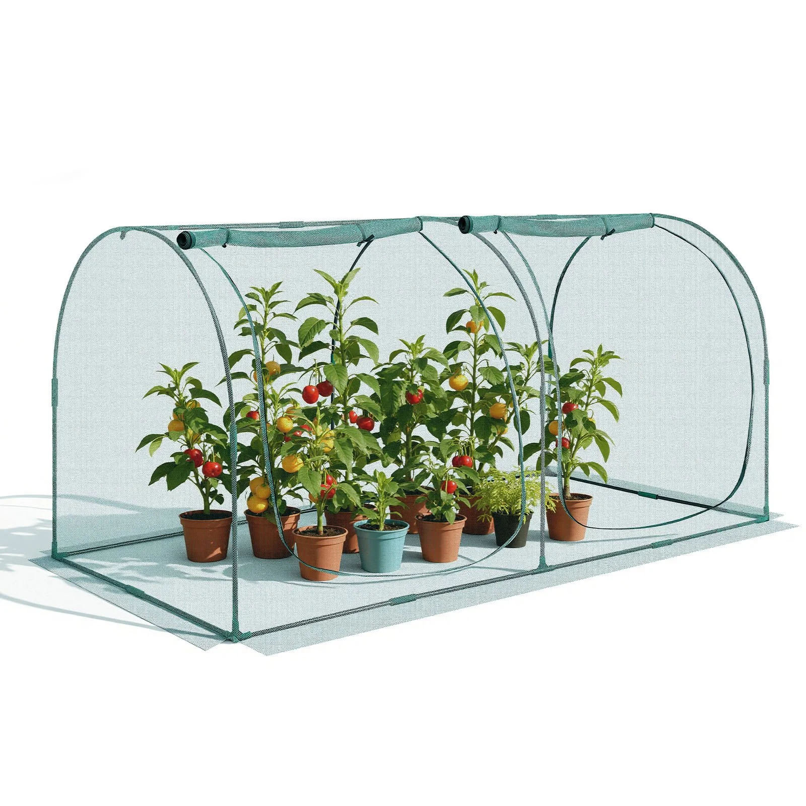 Crop Cage, 8.1 x 3.9 x 3.9 ft Plant Protection Tent with Zippered Door, Wind-Resistant Tall Crop Cage, Easy to Install, Outdoor Raised Bed Cover with Frame, Plant Netting for Garden Patio Lawn