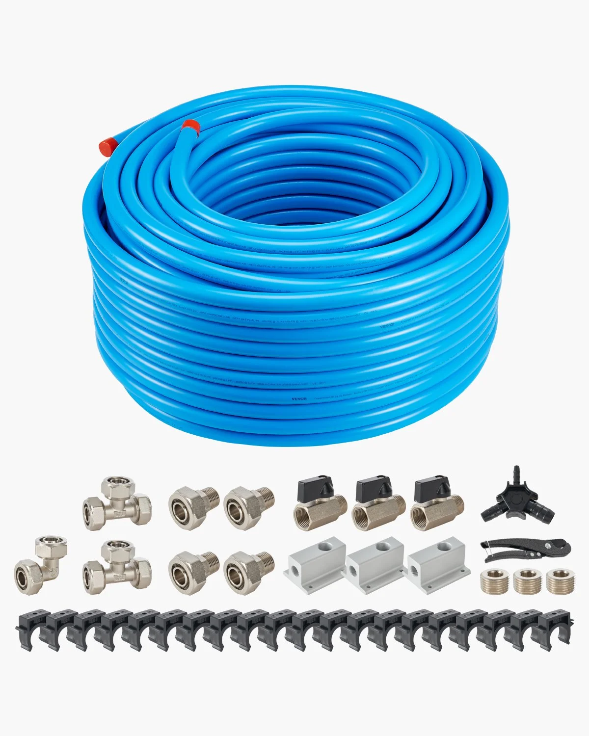 Air Compressor Line Kit, 300FT x 3/4", HDPE-Aluminum Compressed Air Piping System, Leak-Proof, Pressure-Resistant & Easy-to-Install, Compressed Air Line Tubing Kit for Garages Workshops, Blue