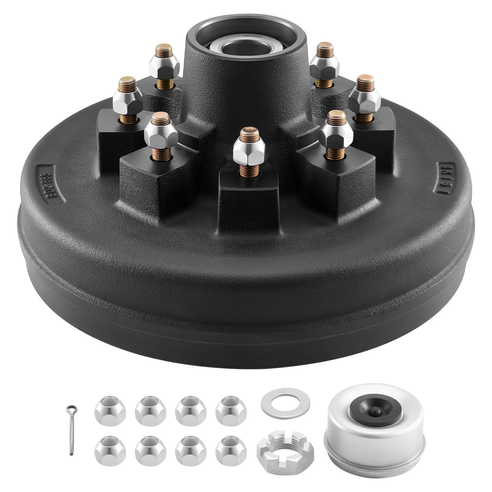 Electric Trailer Brake Drum, 1 Pack, 8-Hole on 4-Inch Bolt Circle Brake Drum for 7000 lbs Trailer Axles, Long Service Life, Replacement of 12 Inch Brake Hub Drums Assembly for Trailers, RVs