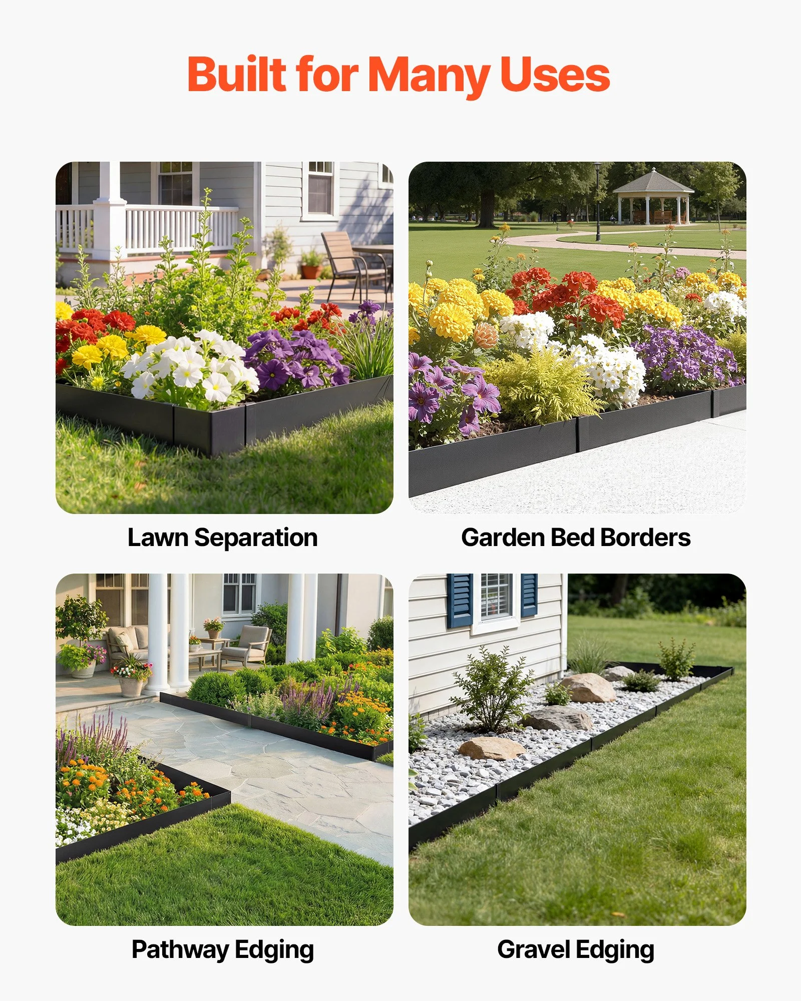Galvanized Steel Landscape Edging, 24-Pack 40 x 8 Inch Metal Edging for Landscaping with 26 Mounting Clips, Heavy Duty Metal Garden Edge Border for Flower Bed, Yard Pathway, Black - Image 9