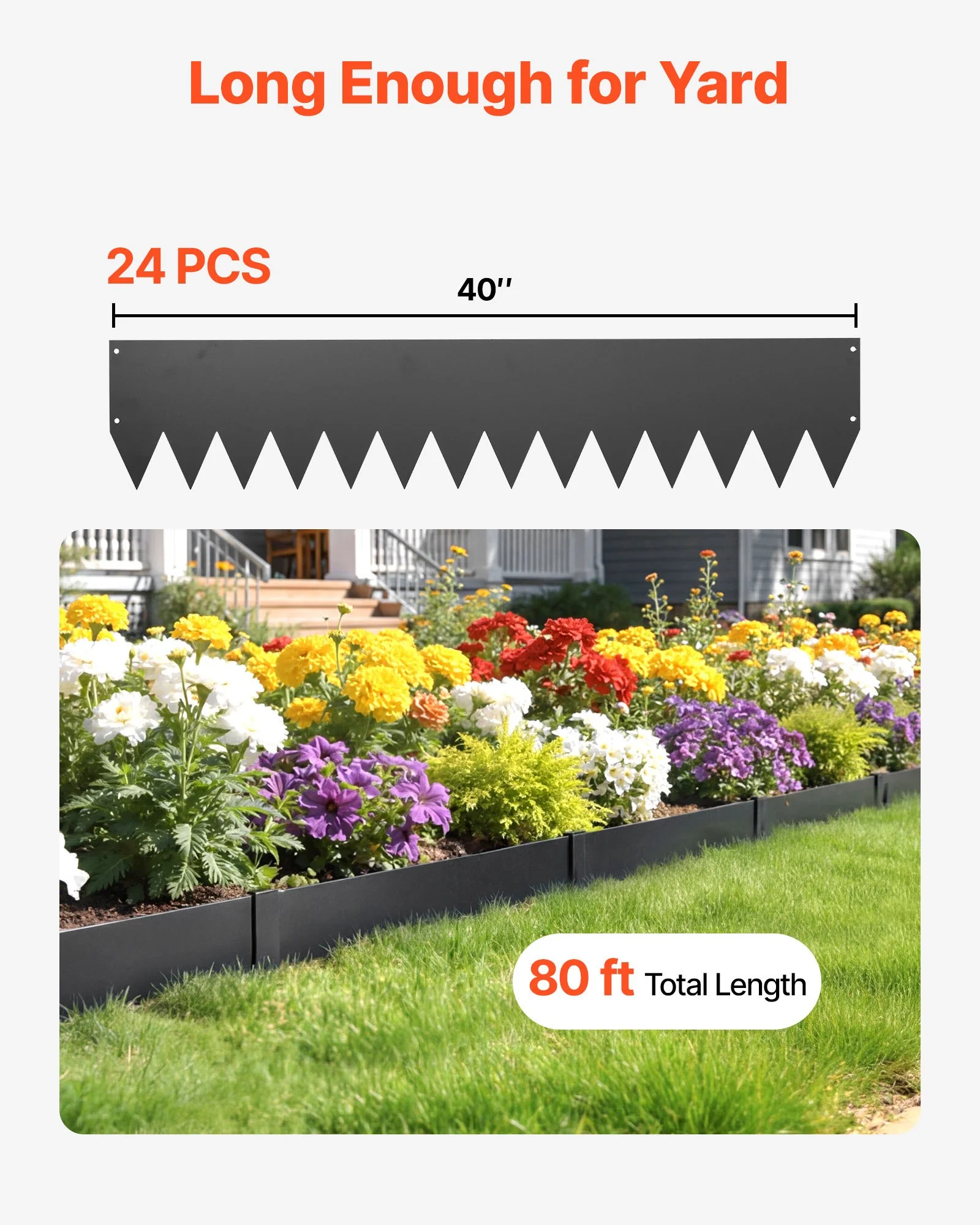 Galvanized Steel Landscape Edging, 24-Pack 40 x 8 Inch Metal Edging for Landscaping with 26 Mounting Clips, Heavy Duty Metal Garden Edge Border for Flower Bed, Yard Pathway, Black - Image 7