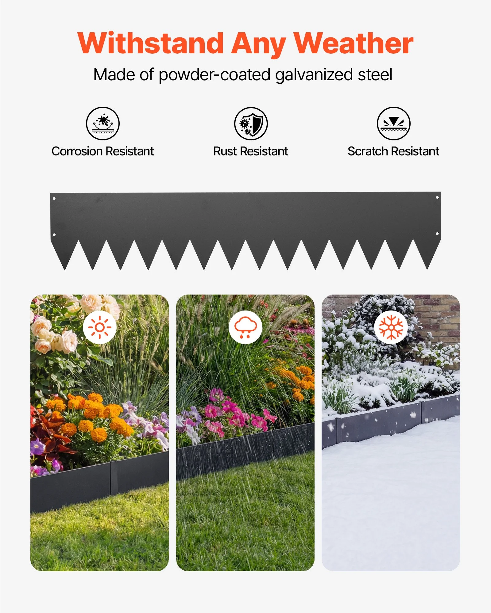 Galvanized Steel Landscape Edging, 24-Pack 40 x 8 Inch Metal Edging for Landscaping with 26 Mounting Clips, Heavy Duty Metal Garden Edge Border for Flower Bed, Yard Pathway, Black - Image 3