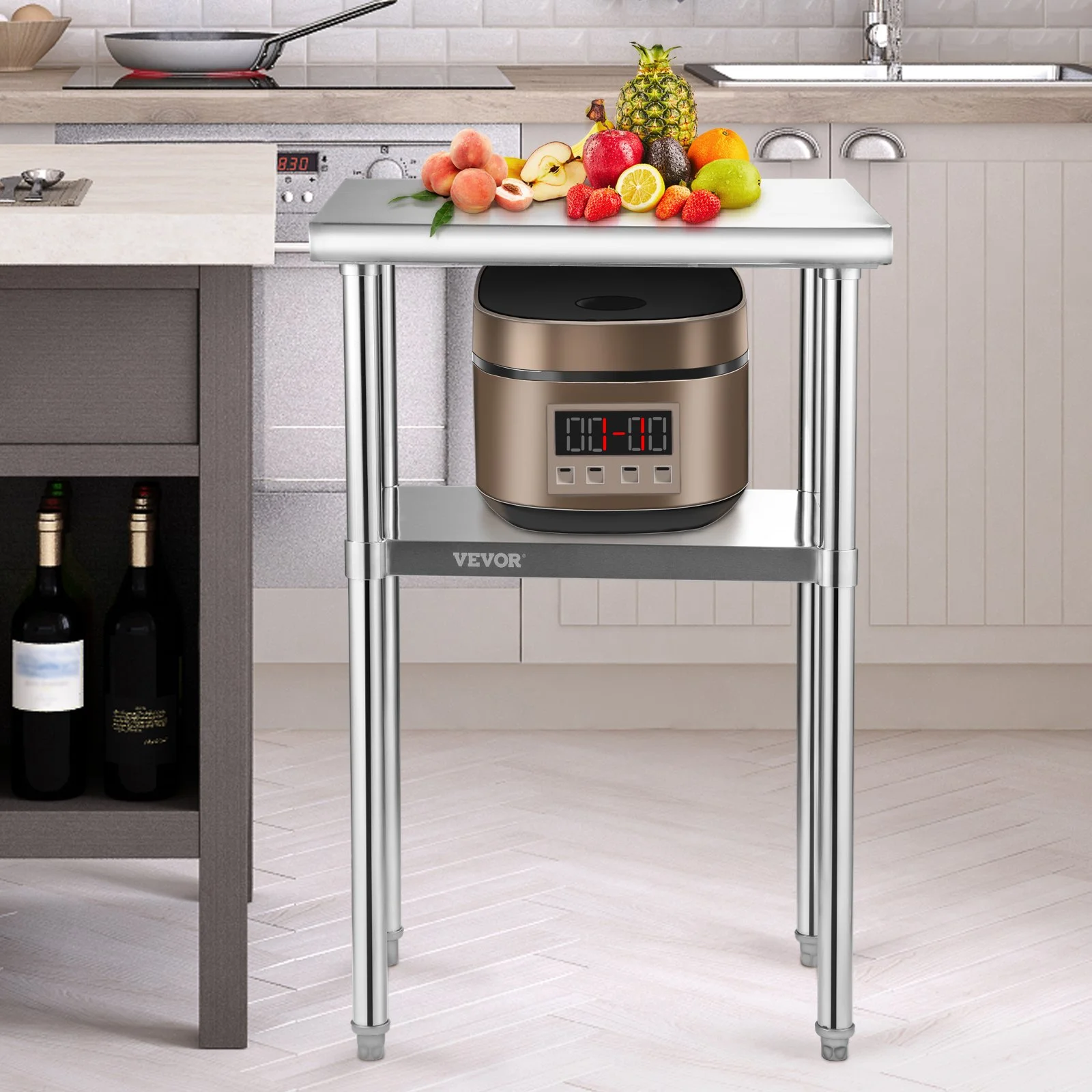Stainless Steel Prep Table, 24 x 18 x 36 Inch, 600lbs Load Capacity Heavy Duty Metal Worktable with Adjustable Undershelf & Feet, Commercial Workstation for Kitchen Restaurant Garage Backyard - Image 8