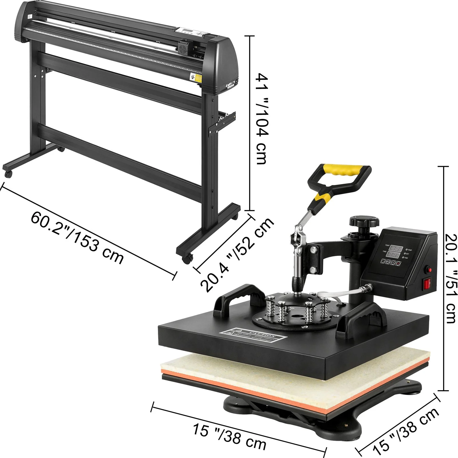 5 in1 Heat Press 15"x15" Vinyl Cutter Plotter 53" USB Port Sticker Print DIY - Image 9