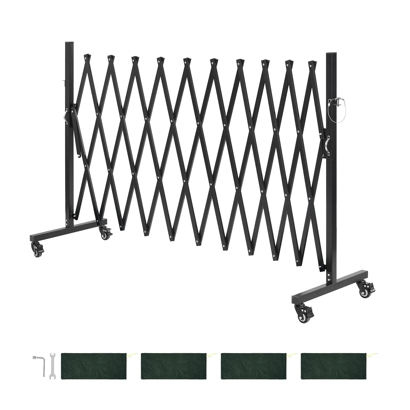 Expandable Barricade, 11FT Expandable Safety Barrier, Flexible Mobile Barricade with Locking Casters, Portable Folding Security Gate Metal Traffic Fence for Patio Garden Stairway - Image 12