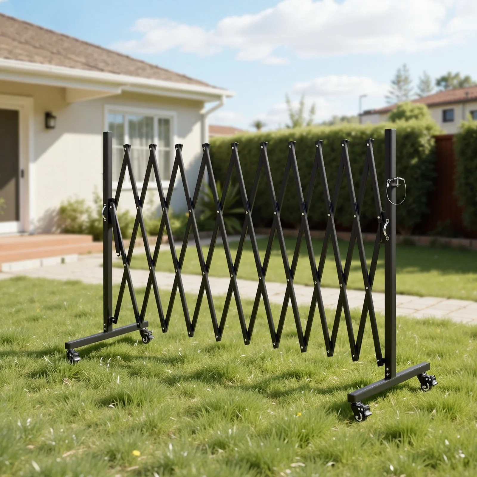 Expandable Barricade, 11FT Expandable Safety Barrier, Flexible Mobile Barricade with Locking Casters, Portable Folding Security Gate Metal Traffic Fence for Patio Garden Stairway - Image 11