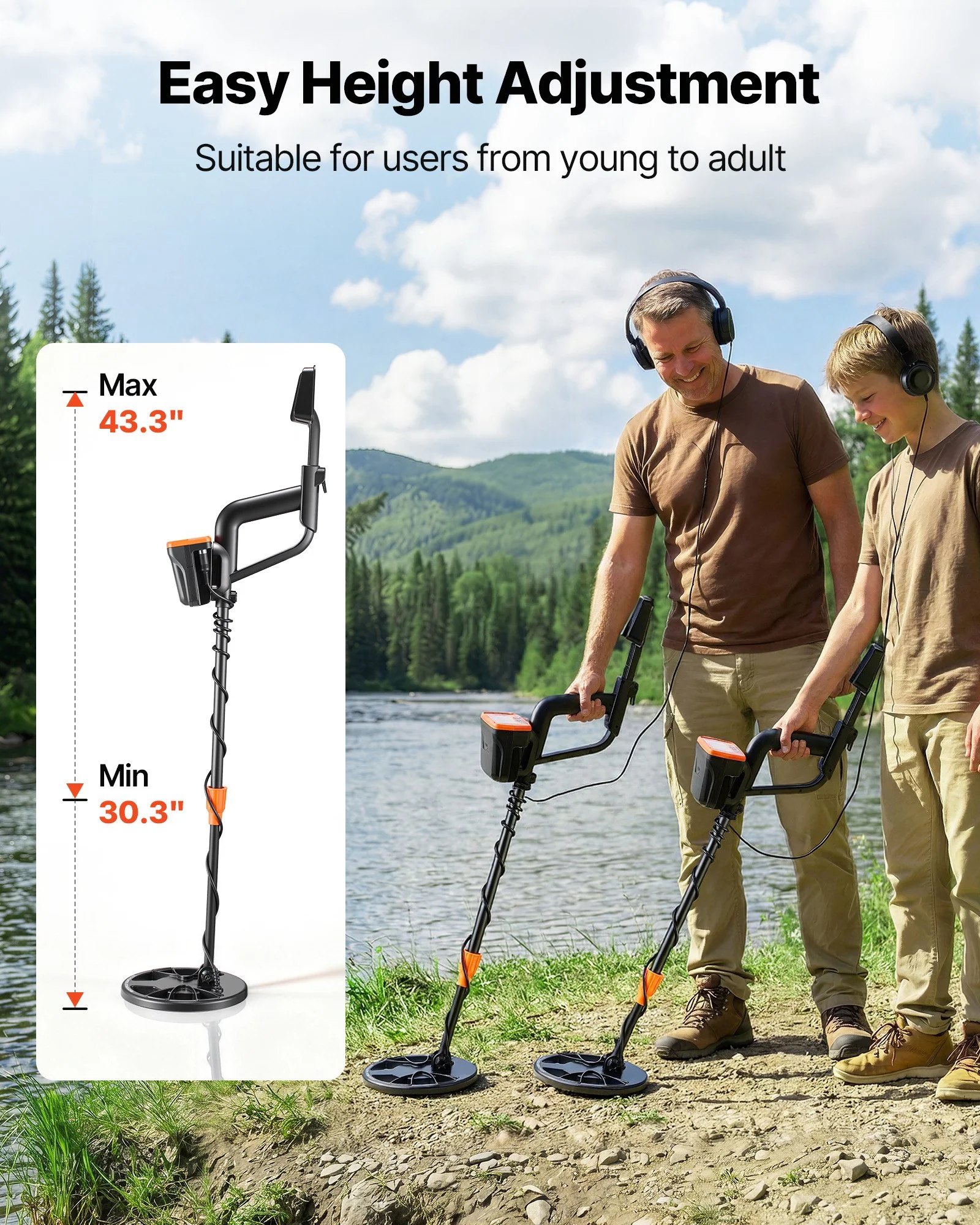 Metal Detector for Adults, 8", Professional High Accuracy Gold Detector, IP68 Waterproof Search Coil with Display, Headphones, 3 Modes, Adjustable Length, for Detecting Gold Treasure Hunting - Image 12