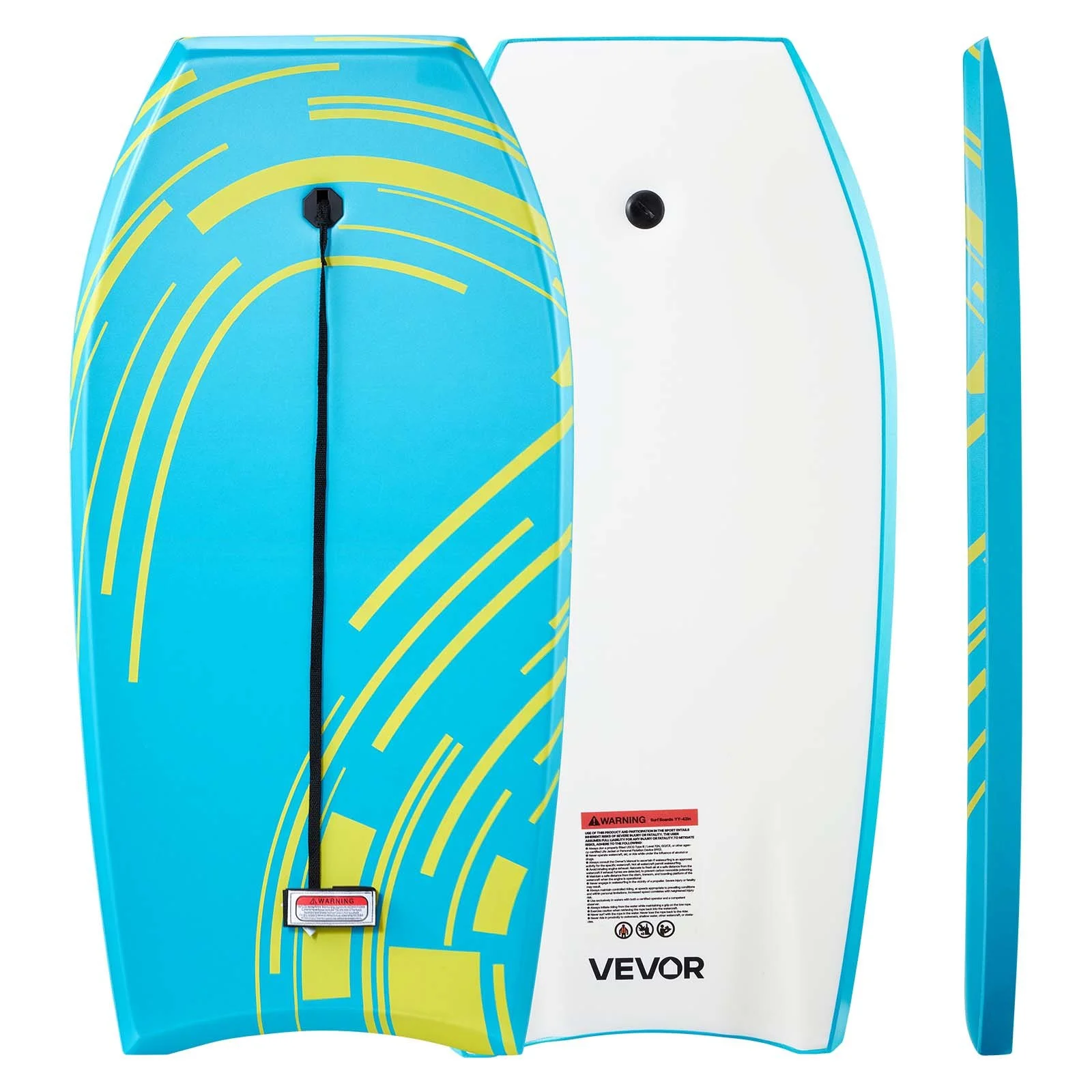 42-Inch Bodyboard, Body Board Trainer with EPS Foam Core & Wrist Leash, UV-Resistant Beach Bodyboard for Beginners, Youth Up to 180 lbs