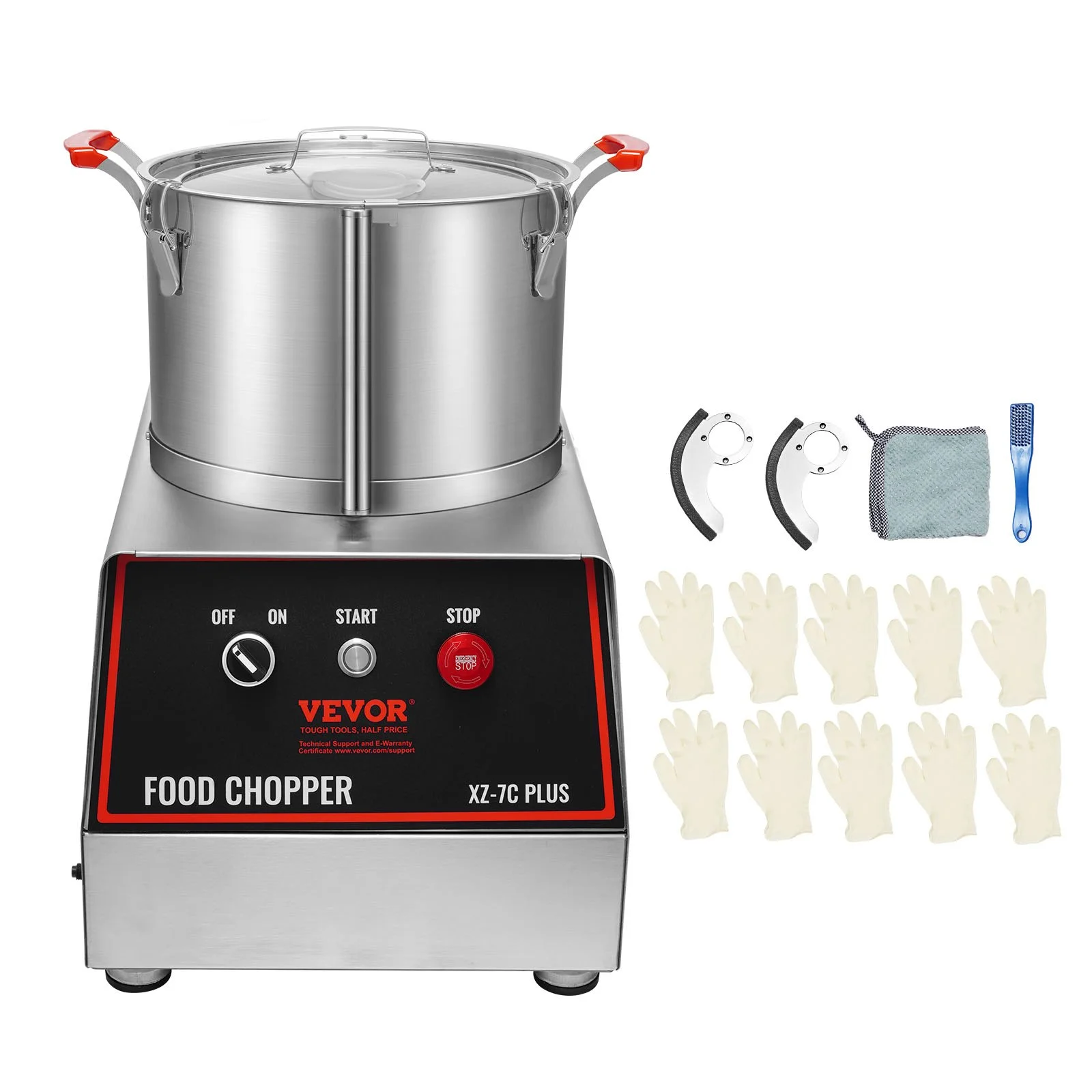 Food Processor & Vegetable Chopper, 7 Quart Bowl, 750W Food-Grade Stainless Steel Food Processor Chopper with 2 Extra S-Curve Blades, Multifunctional for Chopping Vegetables, Meat, Grains, Nuts