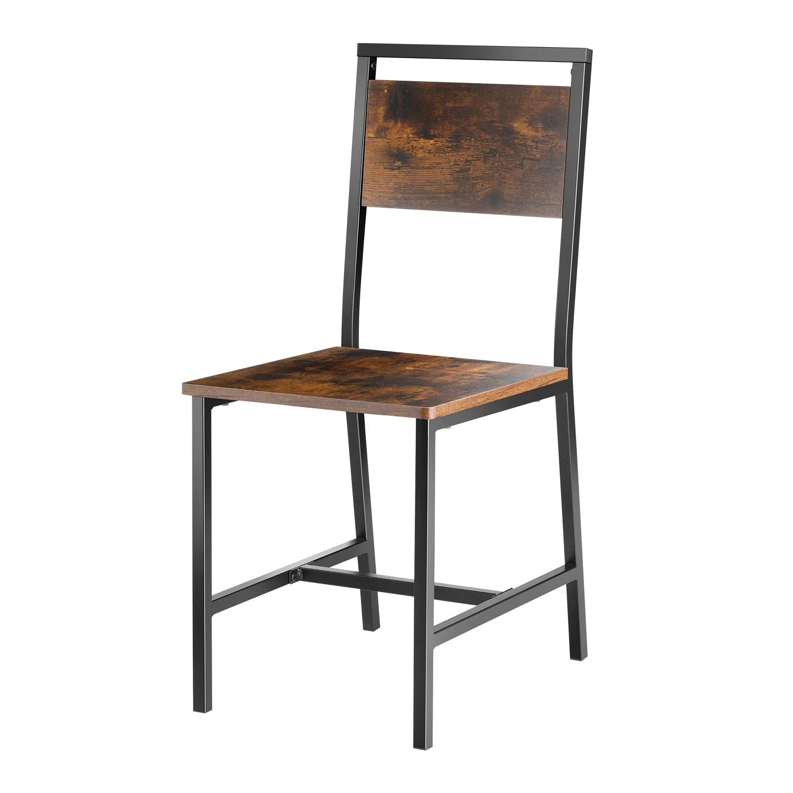 Dining Chairs Set of 2, Wooden Table Chairs with Metal Frame and Backrest, Easy to Assemble Leather Side Chair, Modern Farmhouse Walnut Chair for Kitchen Living Room, Rustic Brown and Black - Image 4