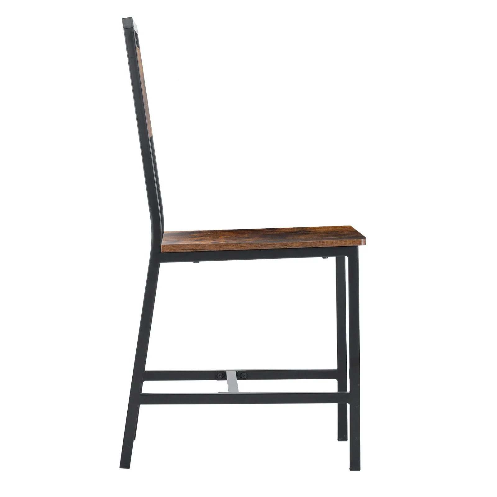 Dining Chairs Set of 2, Wooden Table Chairs with Metal Frame and Backrest, Easy to Assemble Leather Side Chair, Modern Farmhouse Walnut Chair for Kitchen Living Room, Rustic Brown and Black - Image 5
