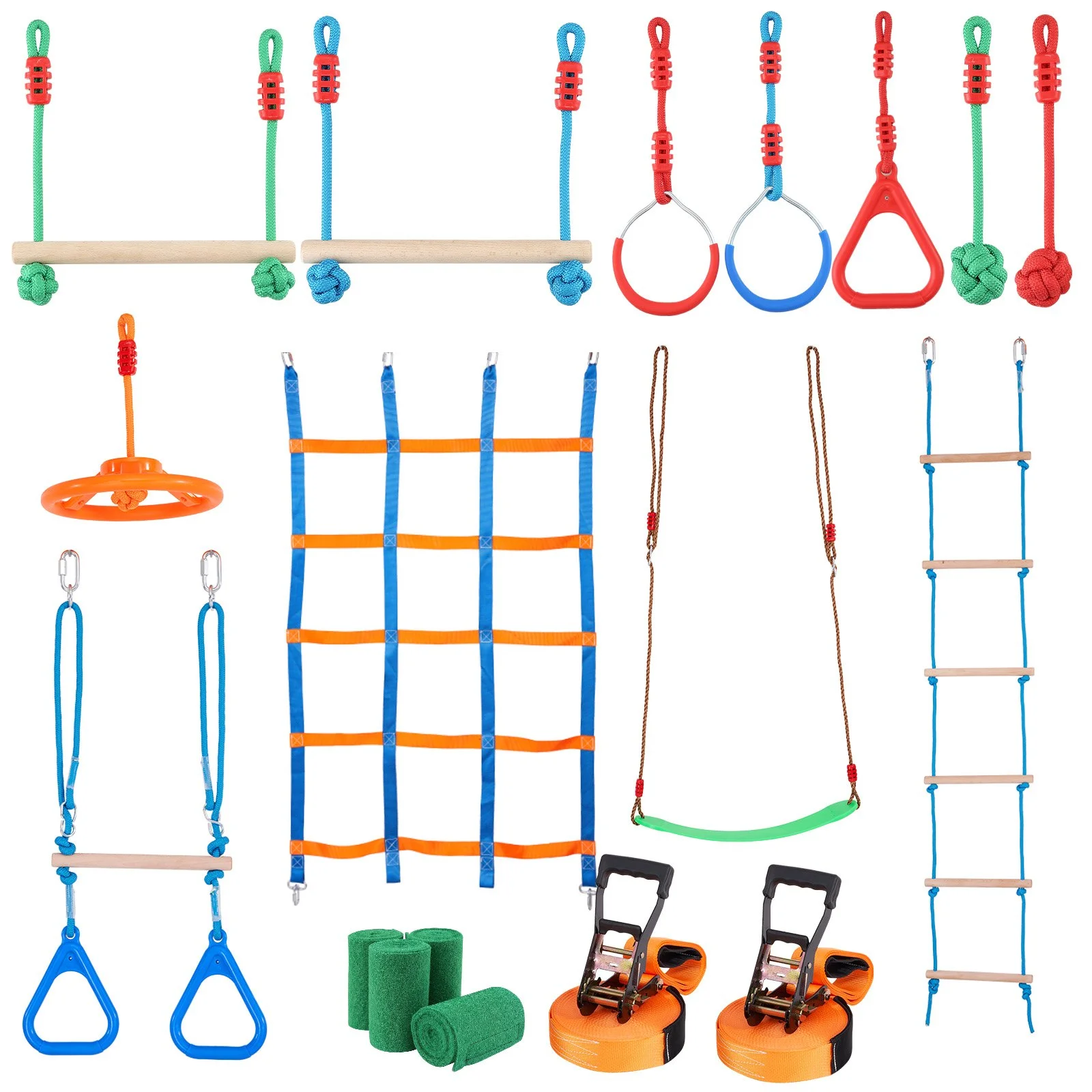 Ninja Warrior Obstacle Course for Kids, 2 x 50 ft Weatherproof Slacklines, 500lbs Weight Capacity Monkey Line, Outdoor Playset Equipment, Backyard Toys Training Equipment Set with 12 Obstacles - Image 9