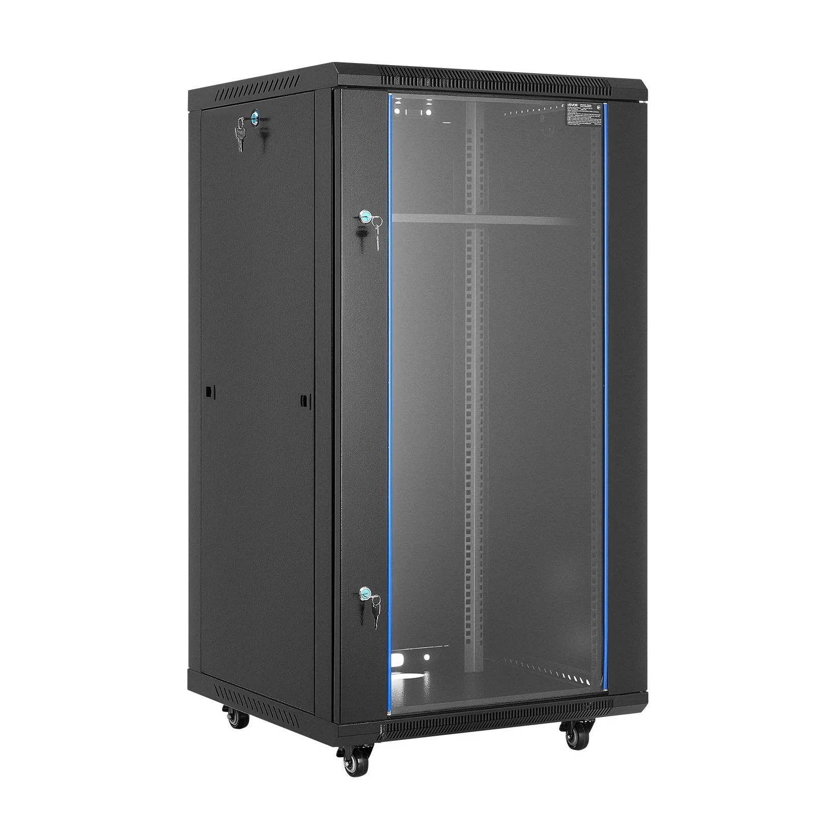 22U Network Cabinet Wall Mount, 23.6 in Depth, 300 lbs Max Load Capacity Server Cabinet Rack Enclosure with Locking Tempered Glass Door, Side Panels, Server Rack for IT Equipment, A/V Devices
