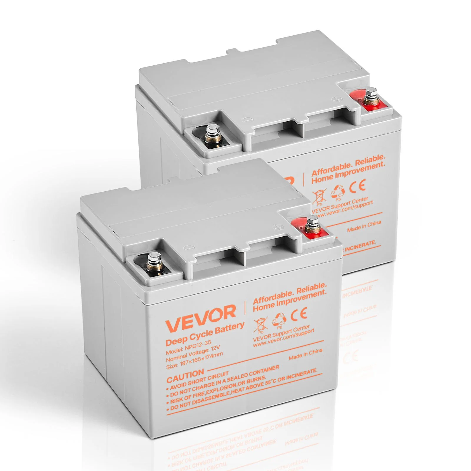 2 Pack 12V 35Ah Deep Cycle Battery, Sealed AGM Technology, Rechargeable Lead Acid AGM Battery, Backup Replacement for Scooters, Mobility Wheelchair, Solar System Off-Grid Home Energy Storage