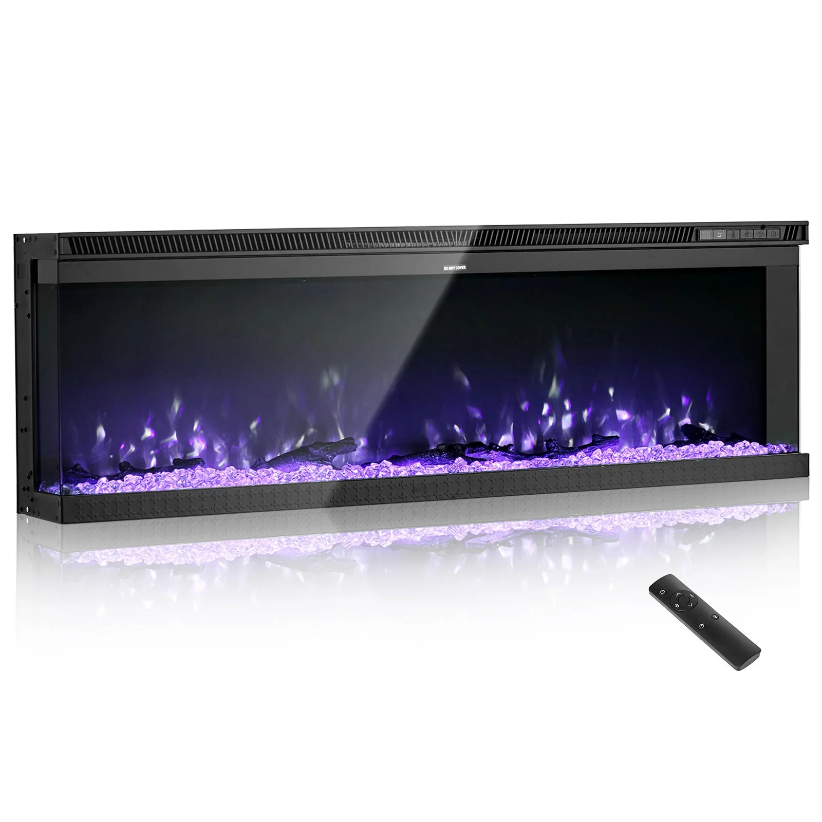 50 inch Electric Fireplace, Three-Sided Glass Wall Mounted Recessed Fire Place with Remote Control, Timer, 1500W, Adjustable Flame Color Brightness,Overheat Protection, for Living Room,Bedroom
