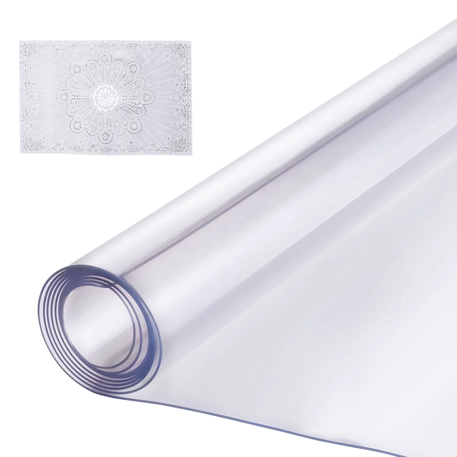 Plastic Table Cover, 48 x 48 Inch 1.5 mm Thick Clear Table Protector, Square PVC Desk Mat, Waterproof & Easy Cleaning Desk Pad Tablecloth, for Office Dresser Dining Room Table Night Stand