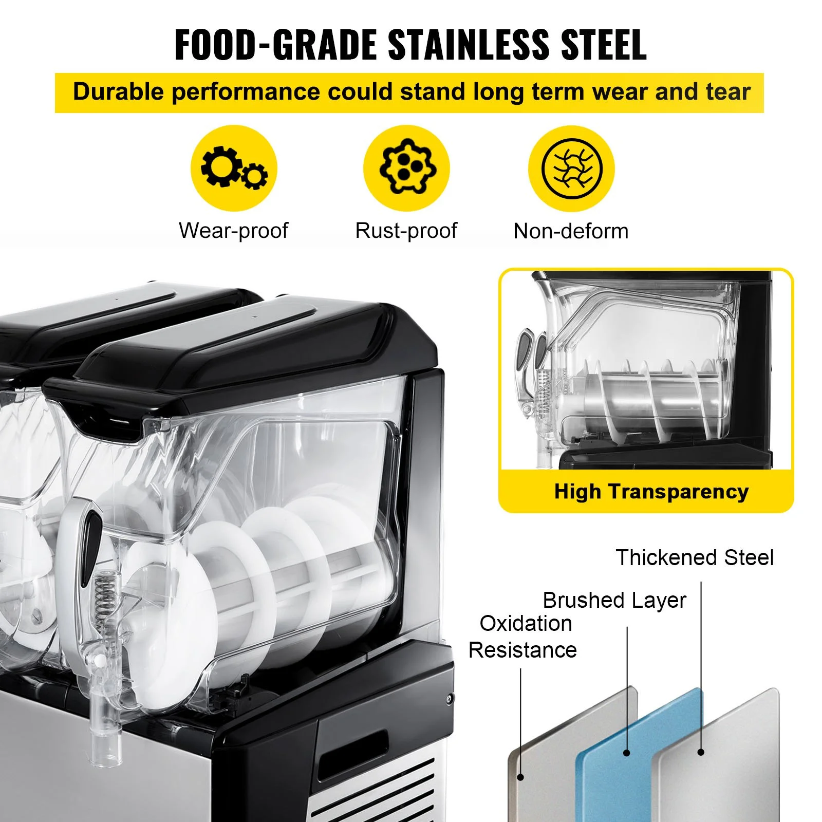 110V Slushy Machine 20L Double Bowl Margarita Frozen Drink Maker 900W Automatic Clean Day and Night Modes for Supermarkets Cafes Restaurants Snack Bars Commercial Use - Image 3