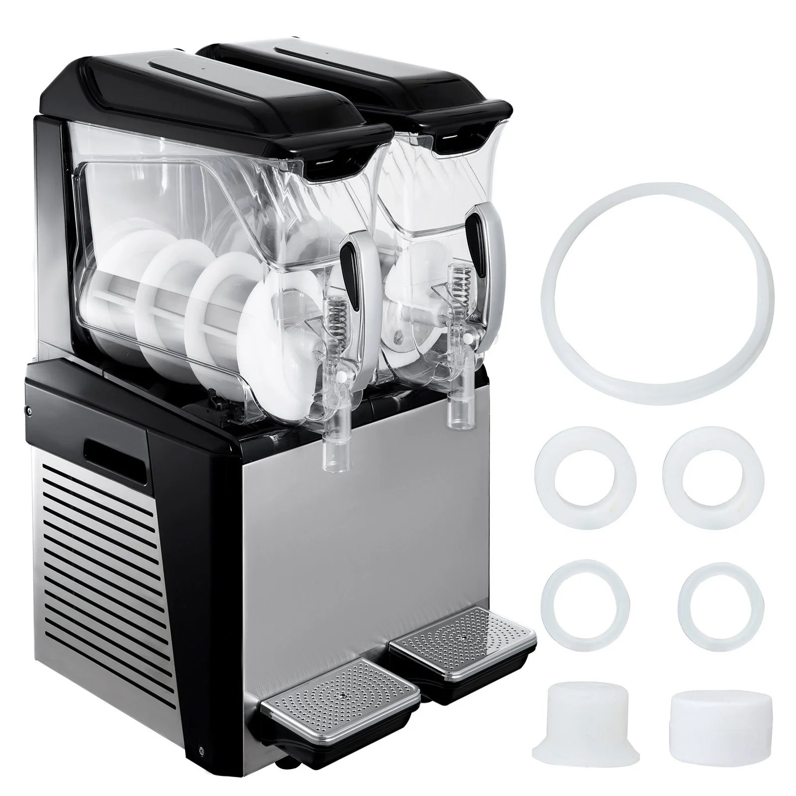 110V Slushy Machine 20L Double Bowl Margarita Frozen Drink Maker 900W Automatic Clean Day and Night Modes for Supermarkets Cafes Restaurants Snack Bars Commercial Use - Image 9