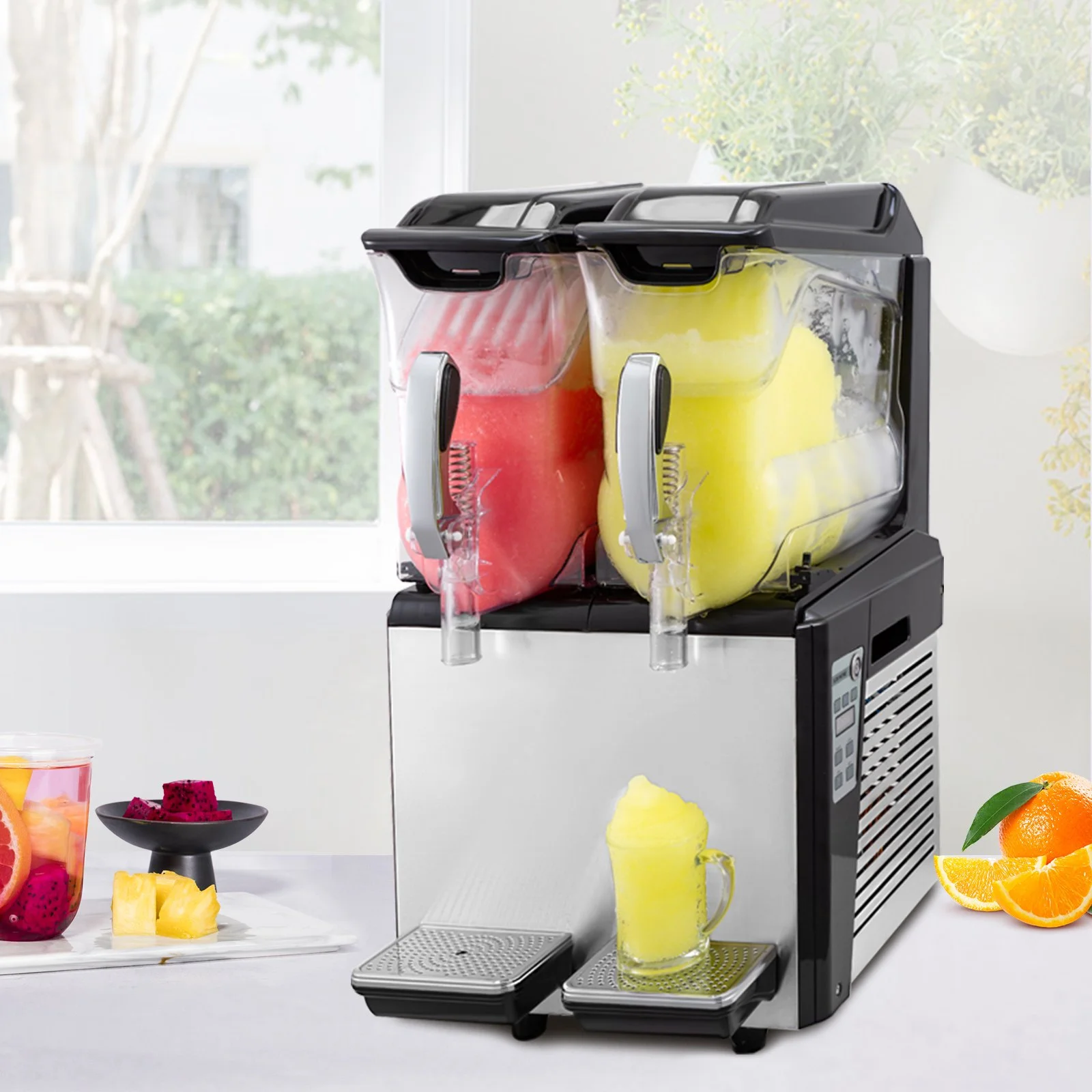 110V Slushy Machine 20L Double Bowl Margarita Frozen Drink Maker 900W Automatic Clean Day and Night Modes for Supermarkets Cafes Restaurants Snack Bars Commercial Use - Image 8