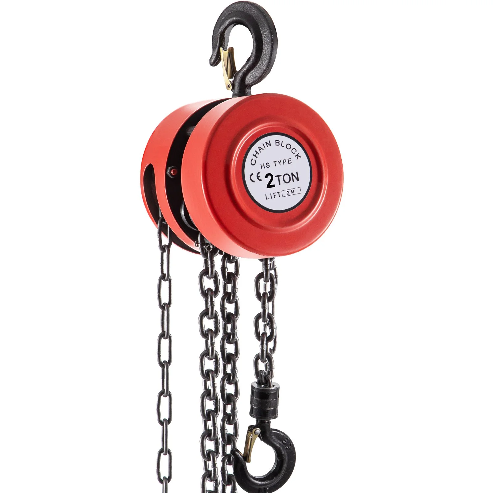 Hand Chain Hoist, 4400 lbs /2 Ton Capacity Chain Block, 7ft/2m Lift Manual Hand Chain Block, Manual Hoist with Industrial-Grade Steel Construction for Lifting Good in Transport & Workshop, Red