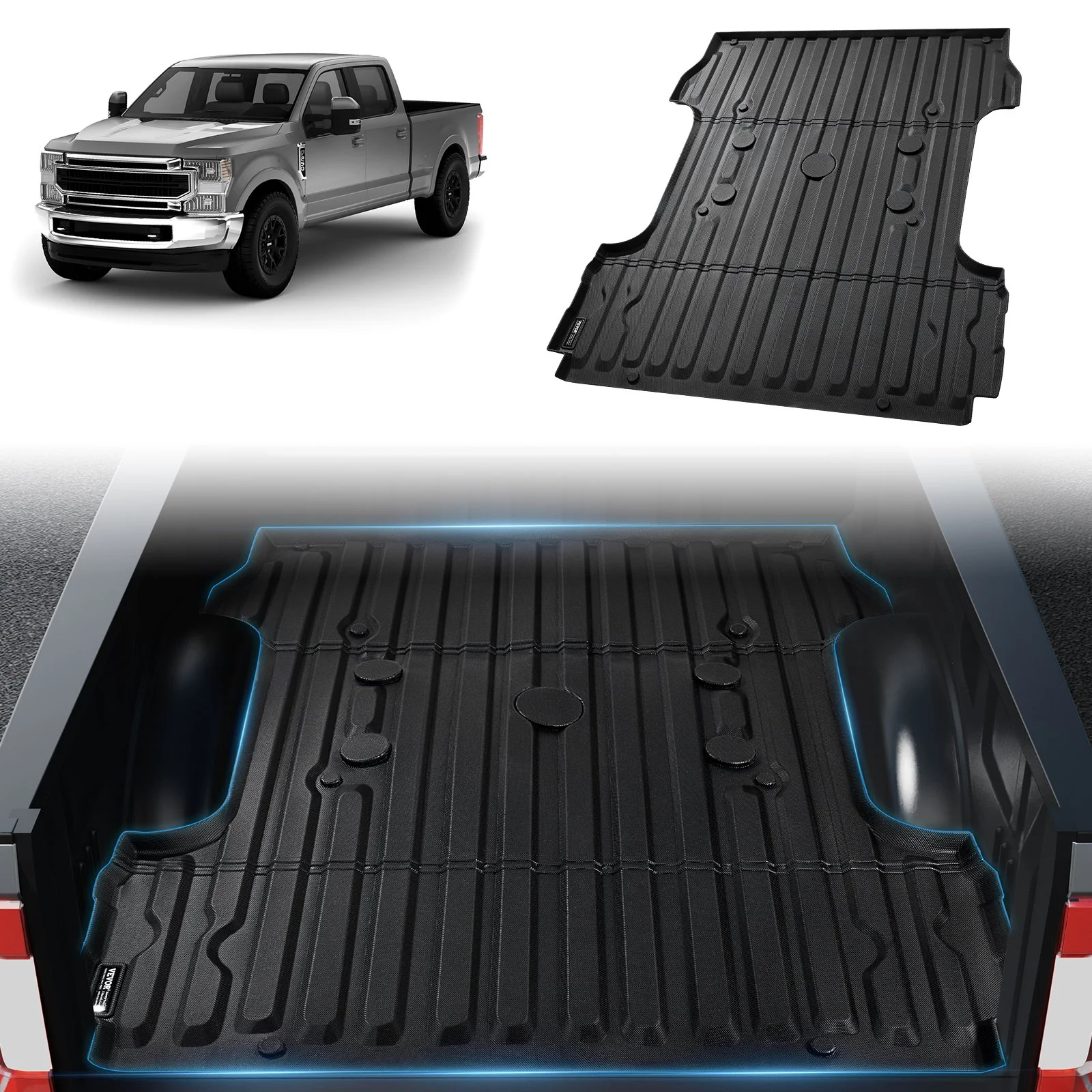 Truck Bed Mat, Compatible with 2017-2024 Ford F250/F350, TPE Truck Bed Liner Mat Fits for 6.8 FT Bed, Thick and Heavy-Duty Bed Mat Car Accessories for All-Weather Protection, Prevent Slipping