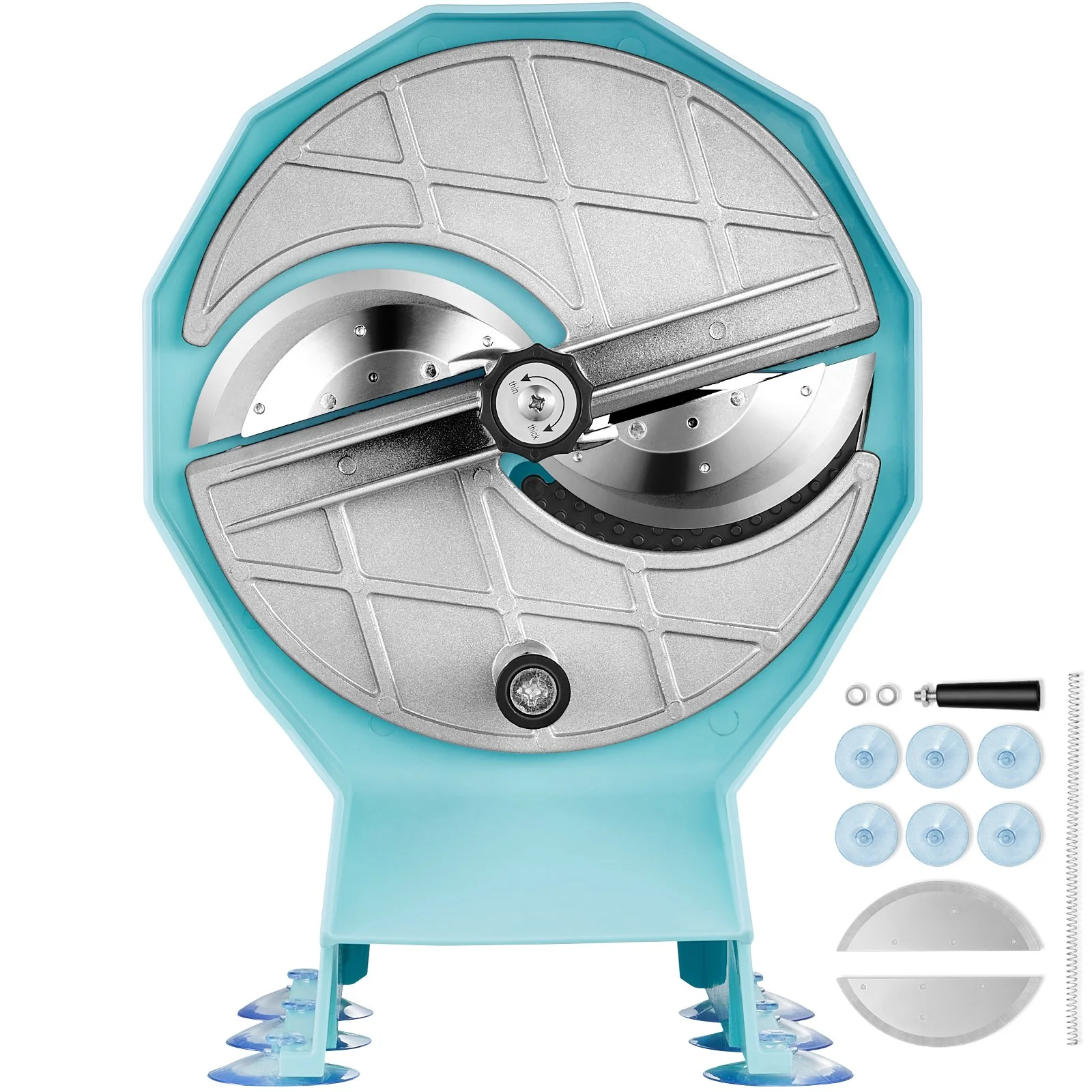 Manual Vegetable Fruit Slicer, 0-0.5"/0-12mm Thickness Adjustable Commercial Slicer Machine, Double Feed Ports, Stainless Steel Blade Food Cutter Slicing Machine for Cucumber, Lemon, Tomato - Image 3