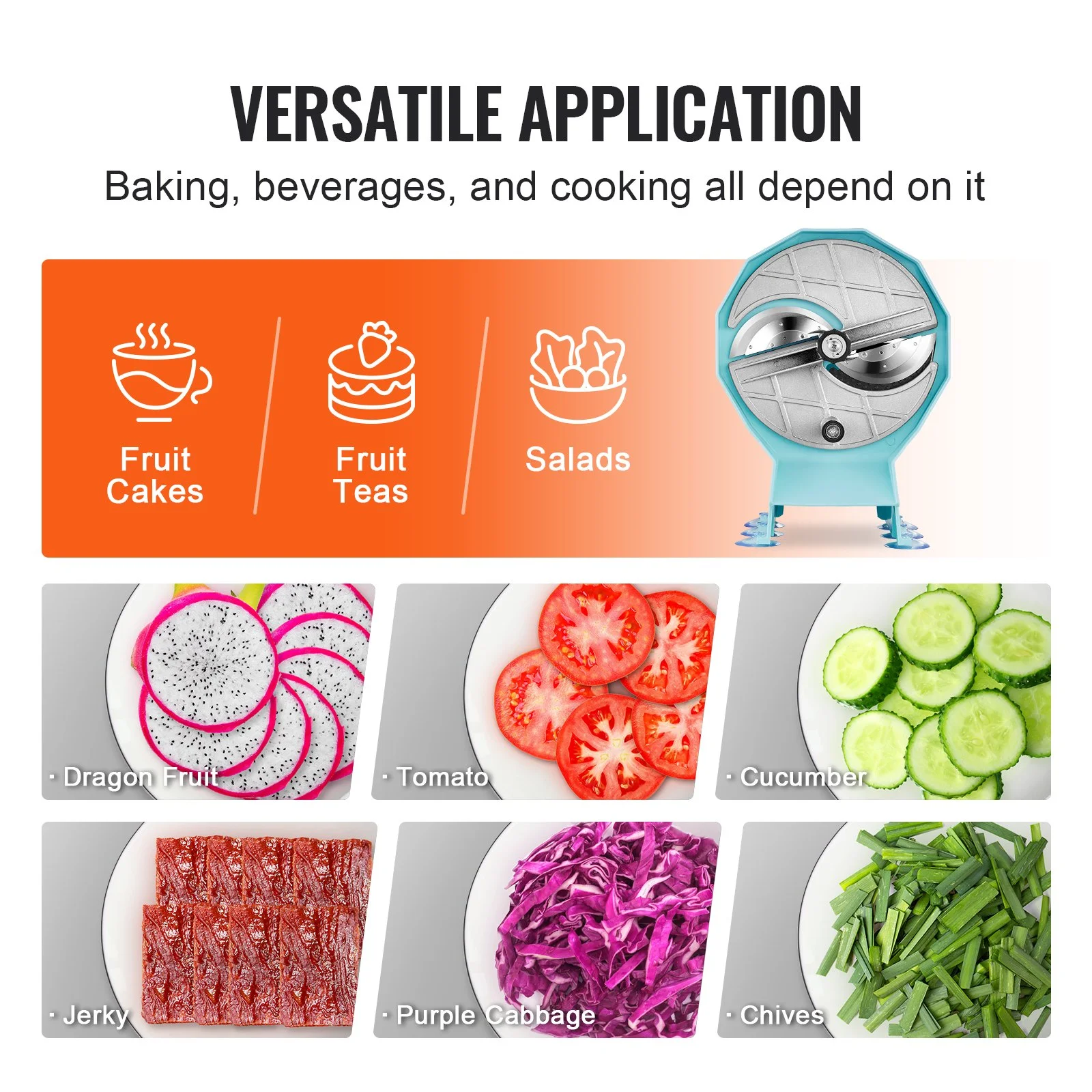 Manual Vegetable Fruit Slicer, 0-0.5"/0-12mm Thickness Adjustable Commercial Slicer Machine, Double Feed Ports, Stainless Steel Blade Food Cutter Slicing Machine for Cucumber, Lemon, Tomato - Image 9