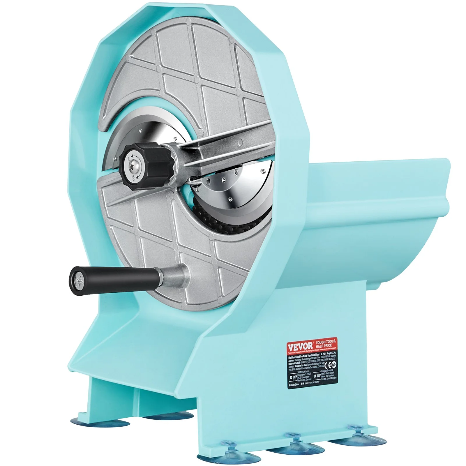 Manual Vegetable Fruit Slicer, 0-0.5"/0-12mm Thickness Adjustable Commercial Slicer Machine, Double Feed Ports, Stainless Steel Blade Food Cutter Slicing Machine for Cucumber, Lemon, Tomato - Image 6