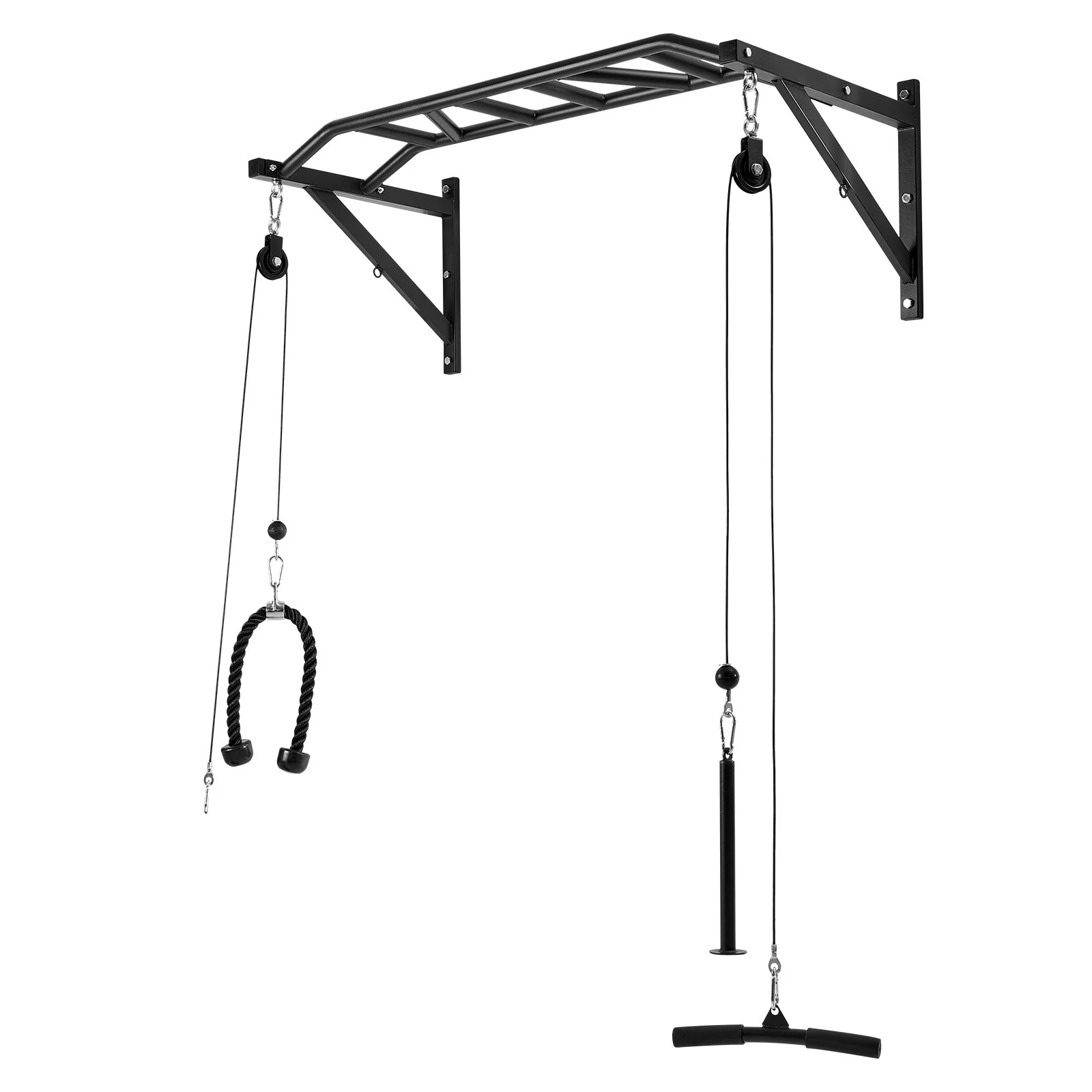Pull Up Bar, Multi-Grip Wall Mounted Pull Ups, 50 in Width Multifunctional Chin Up Training Station, Heavy Duty Steel Upper Body Workout Bars with LAT Pulldown Attachments, 440 lbs, for Home Gym - Image 7