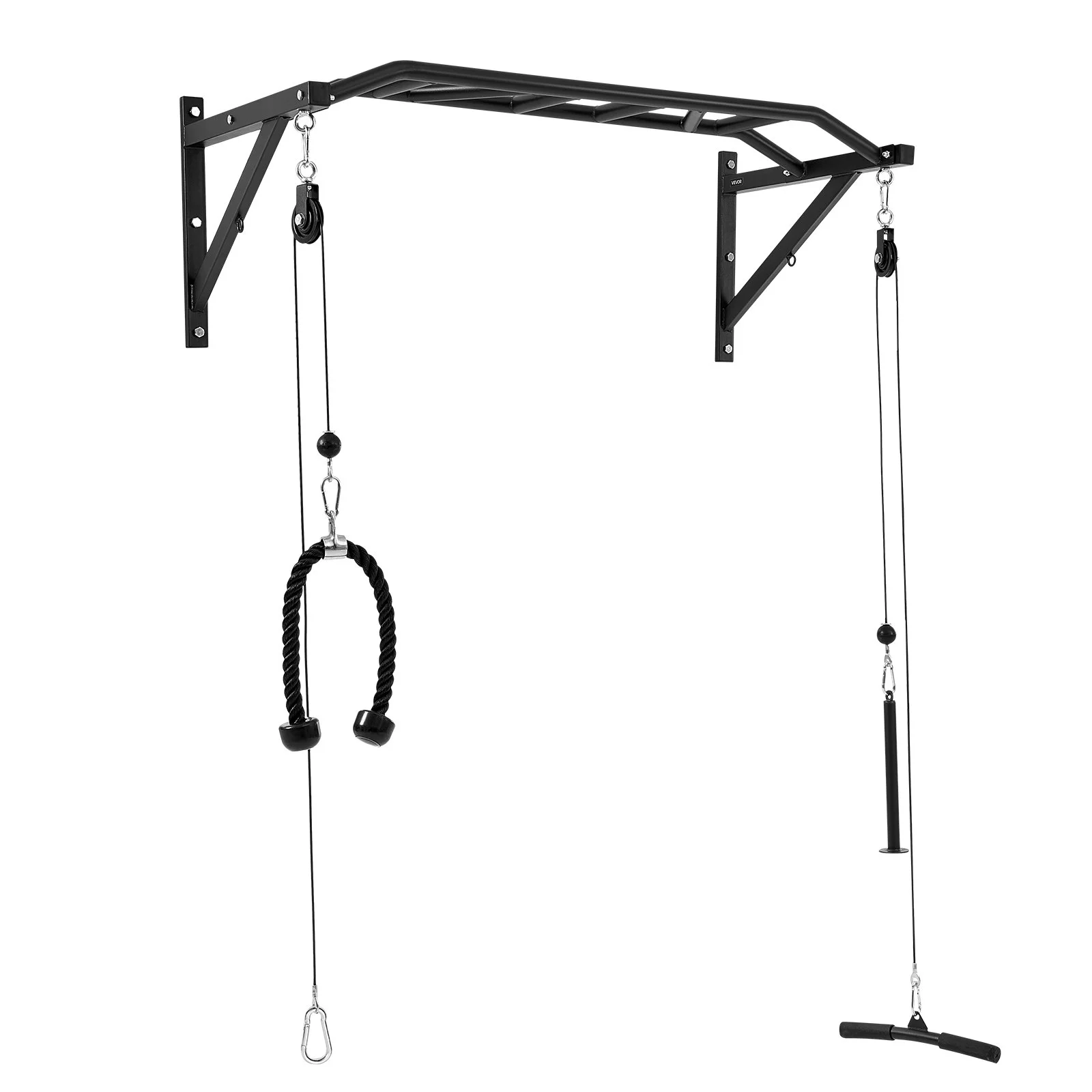 Pull Up Bar, Multi-Grip Wall Mounted Pull Ups, 50 in Width Multifunctional Chin Up Training Station, Heavy Duty Steel Upper Body Workout Bars with LAT Pulldown Attachments, 440 lbs, for Home Gym - Image 10