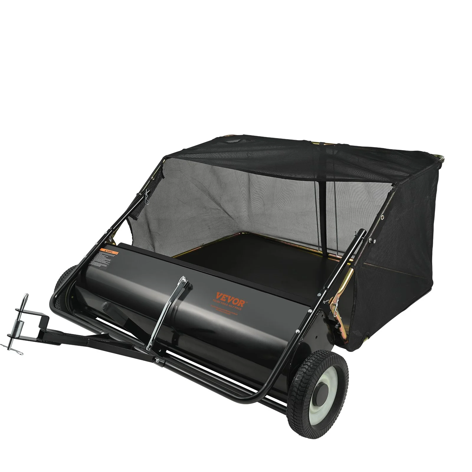 Tow Behind Lawn Sweeper 50", Pull Behind Lawn Sweeper, 26 cu. ft Large Capacity Leaf & Grass Collector, with Adjustable Sweeping Height and Dumping Rope Design for Picking Up Debris and Grass