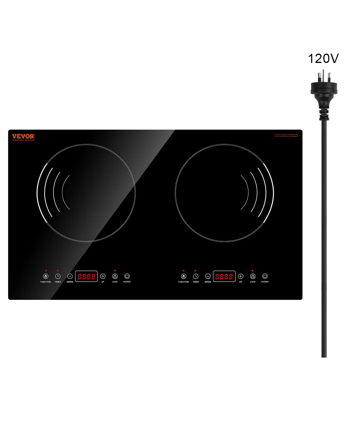 Induction Cooktop, 1800W Electric Countertop Burner, 2 Burner Touch Control Stove, Built-in Induction Cooktop with 9 Power Settings, Child Safety Lock, Timer, Glass Surface